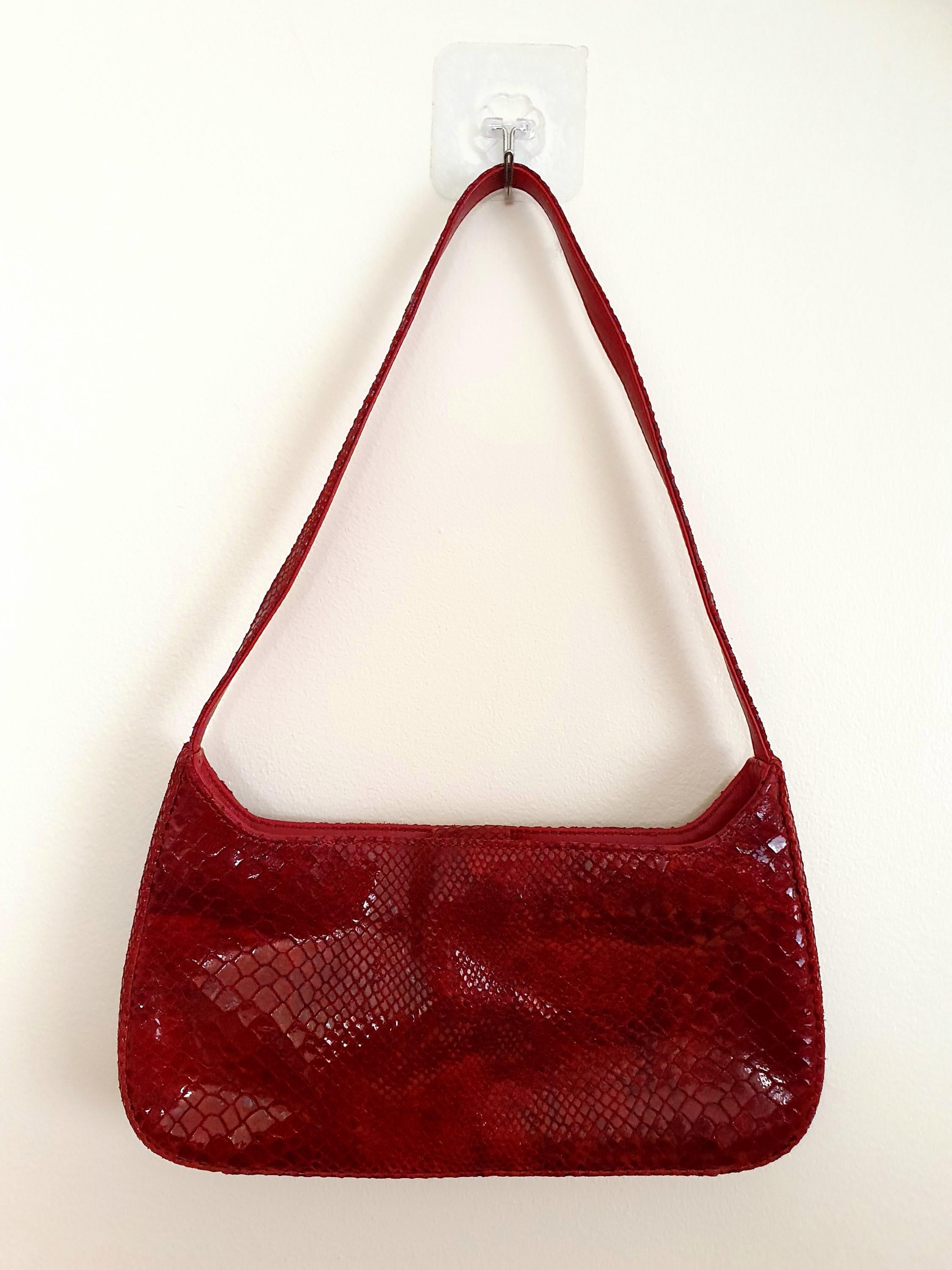Y2k Vintage Dark Red Leather Shoulder Bag