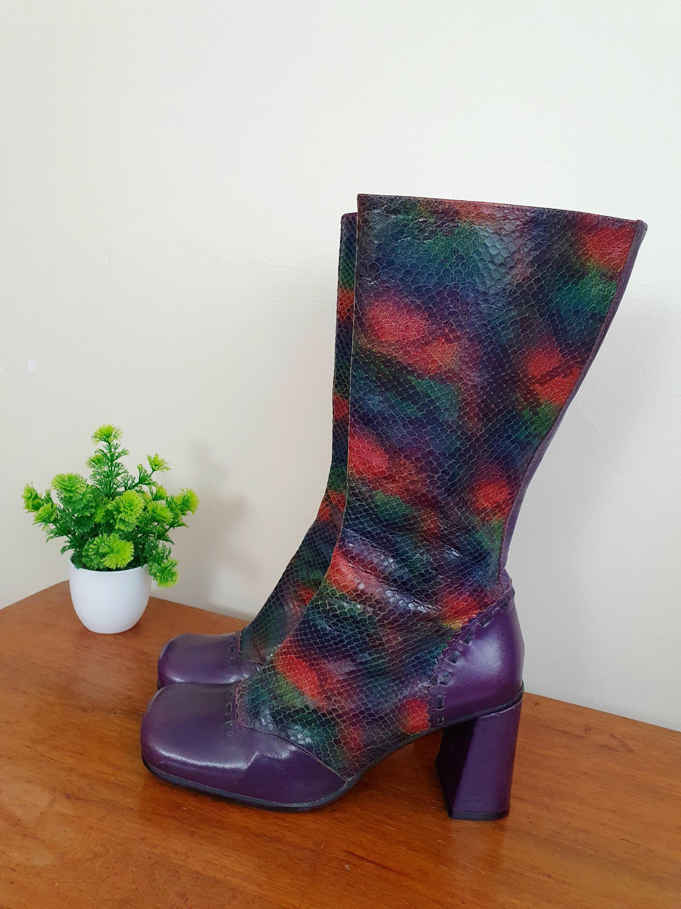 Y2k Shellys Snakeskin Effect Boots