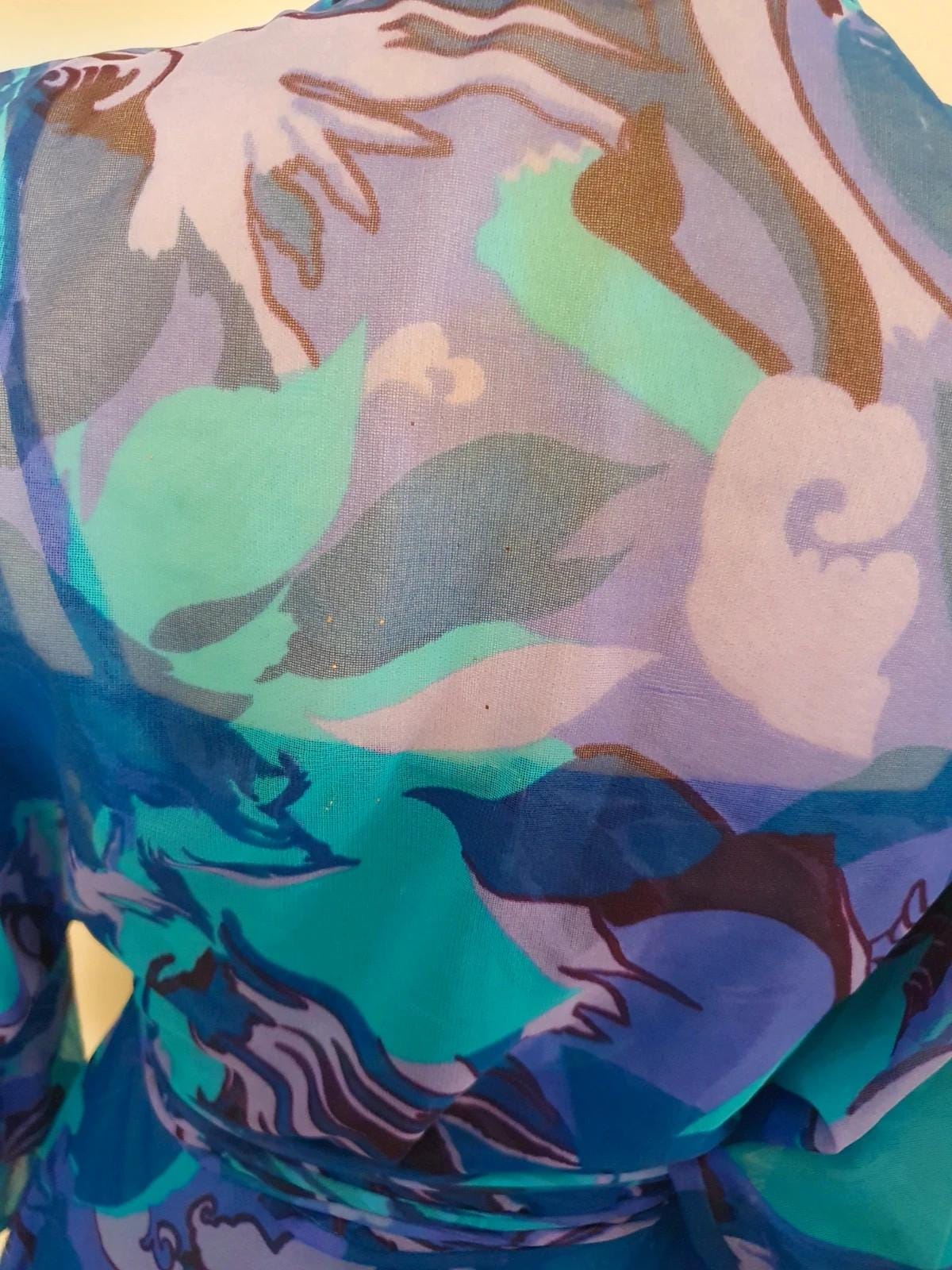 Unique 1970s Chiffon Evening Gown