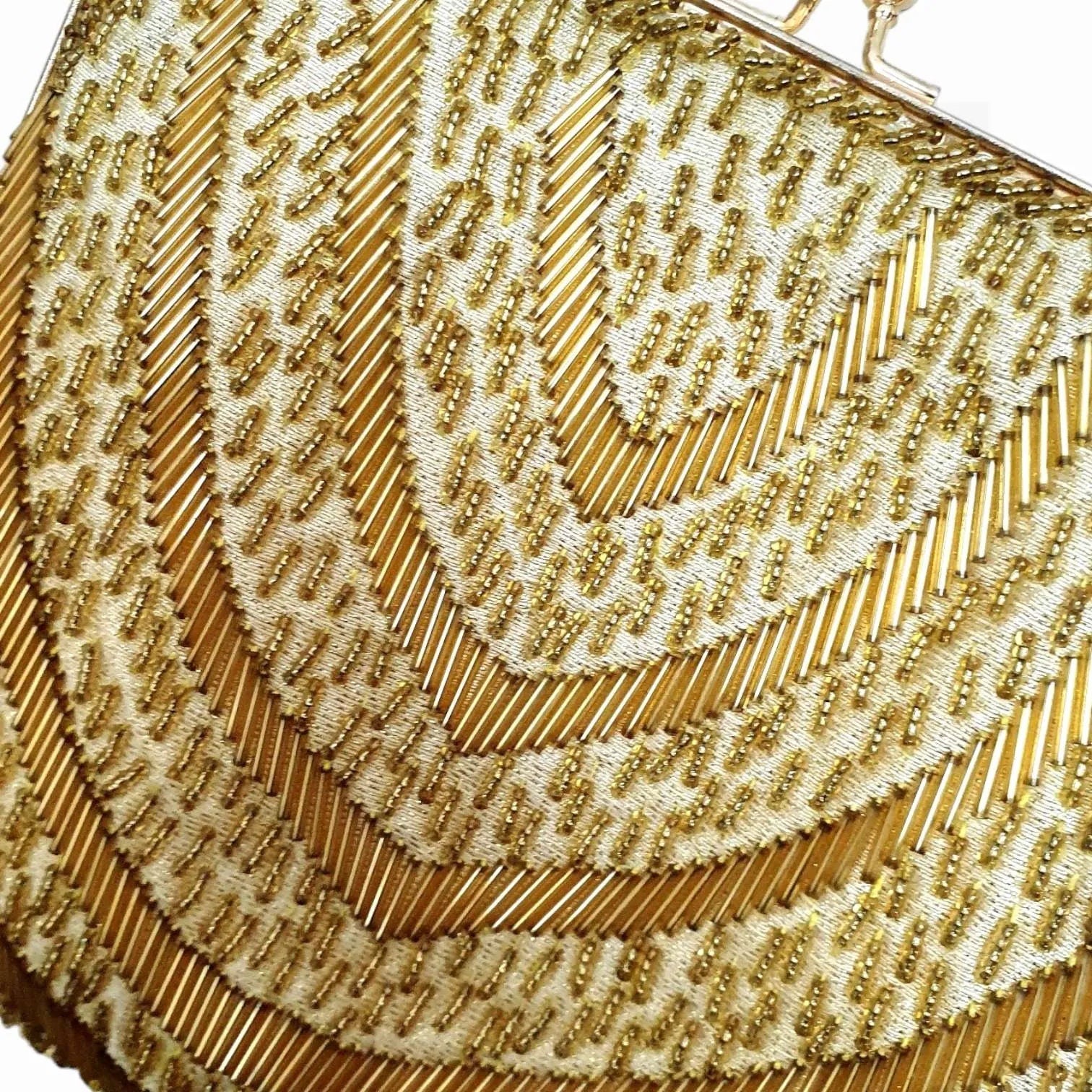 1950s Gold Beaded Evening Purse
