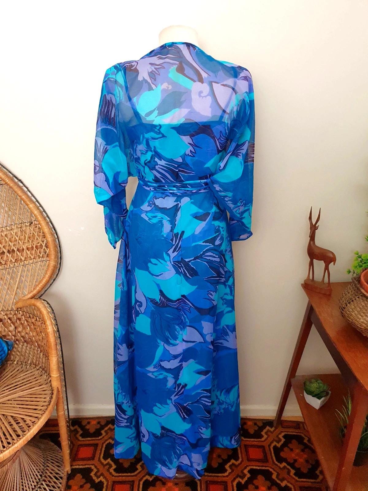 Unique 1970s Chiffon Evening Gown