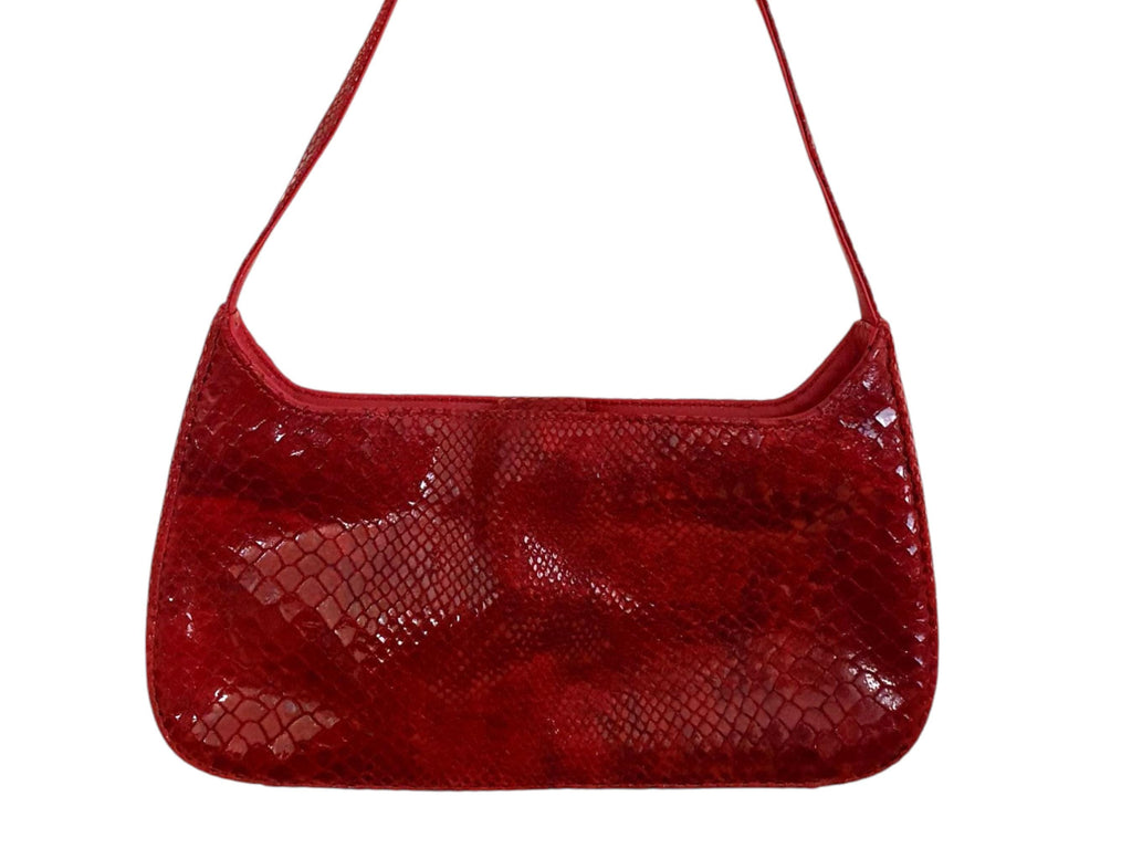 Y2k Vintage Dark Red Leather Shoulder Bag