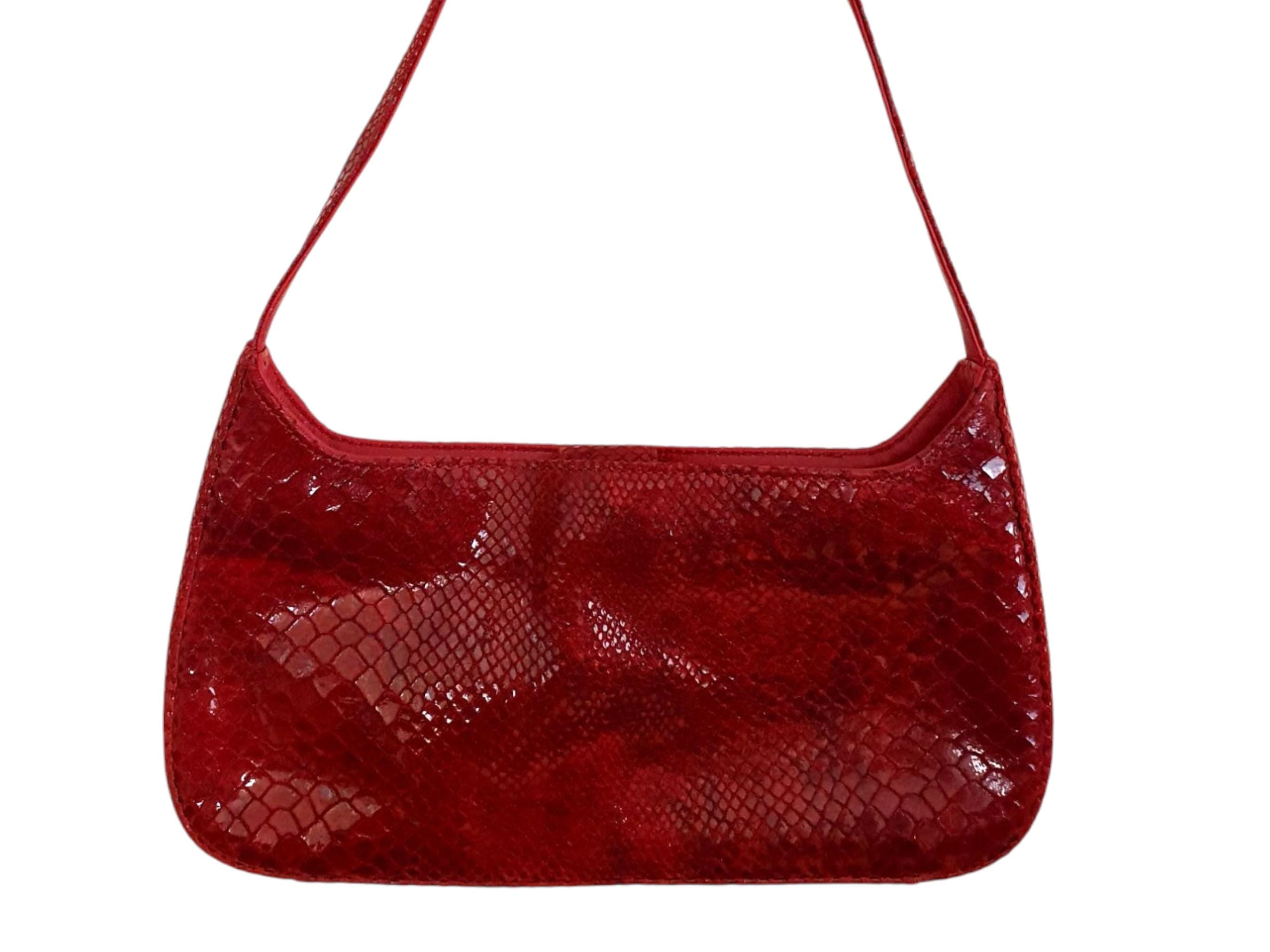 Y2k Vintage Dark Red Leather Shoulder Bag