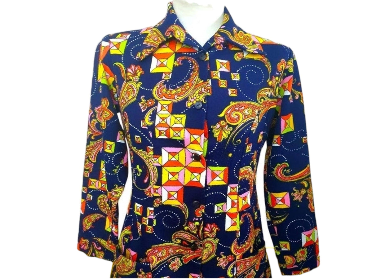 1960s Dagger Collar Tunic Shirt