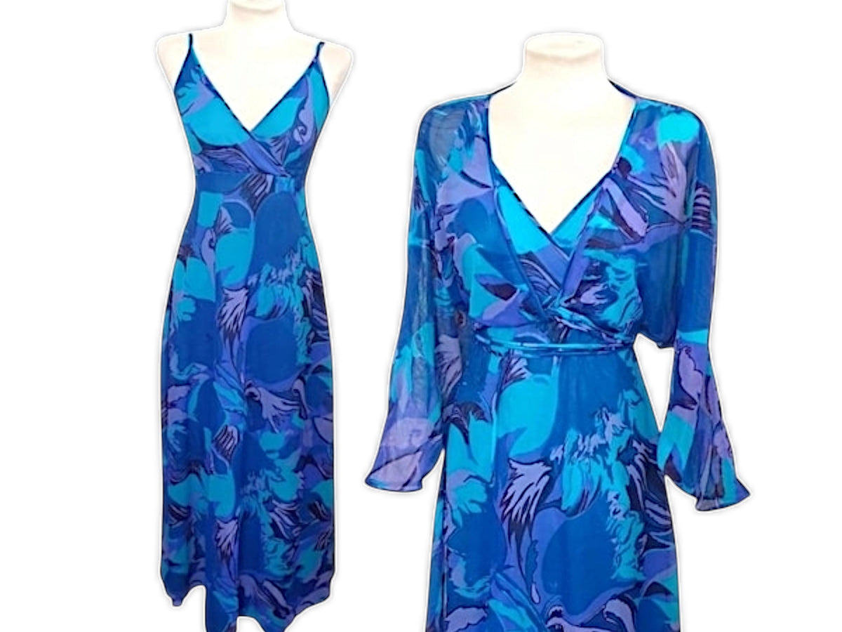 Unique 1970s Chiffon Evening Gown