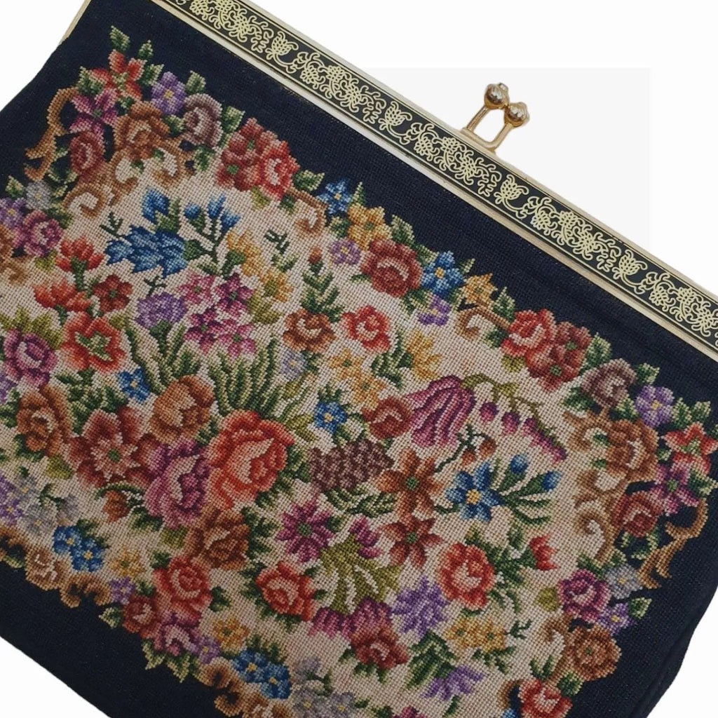 Antique Micro Petit Point Embroidered Purse