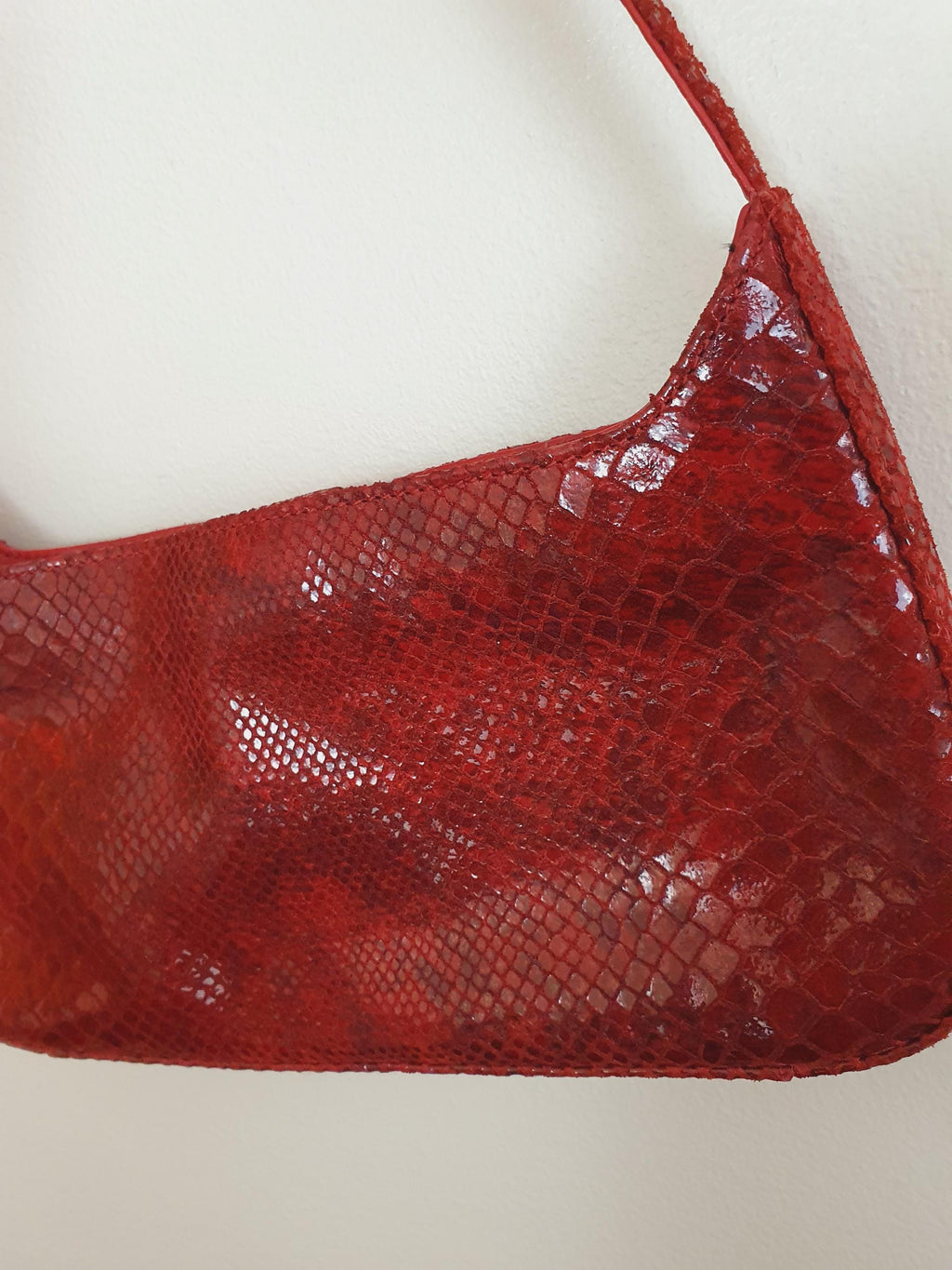 Y2k Vintage Dark Red Leather Shoulder Bag