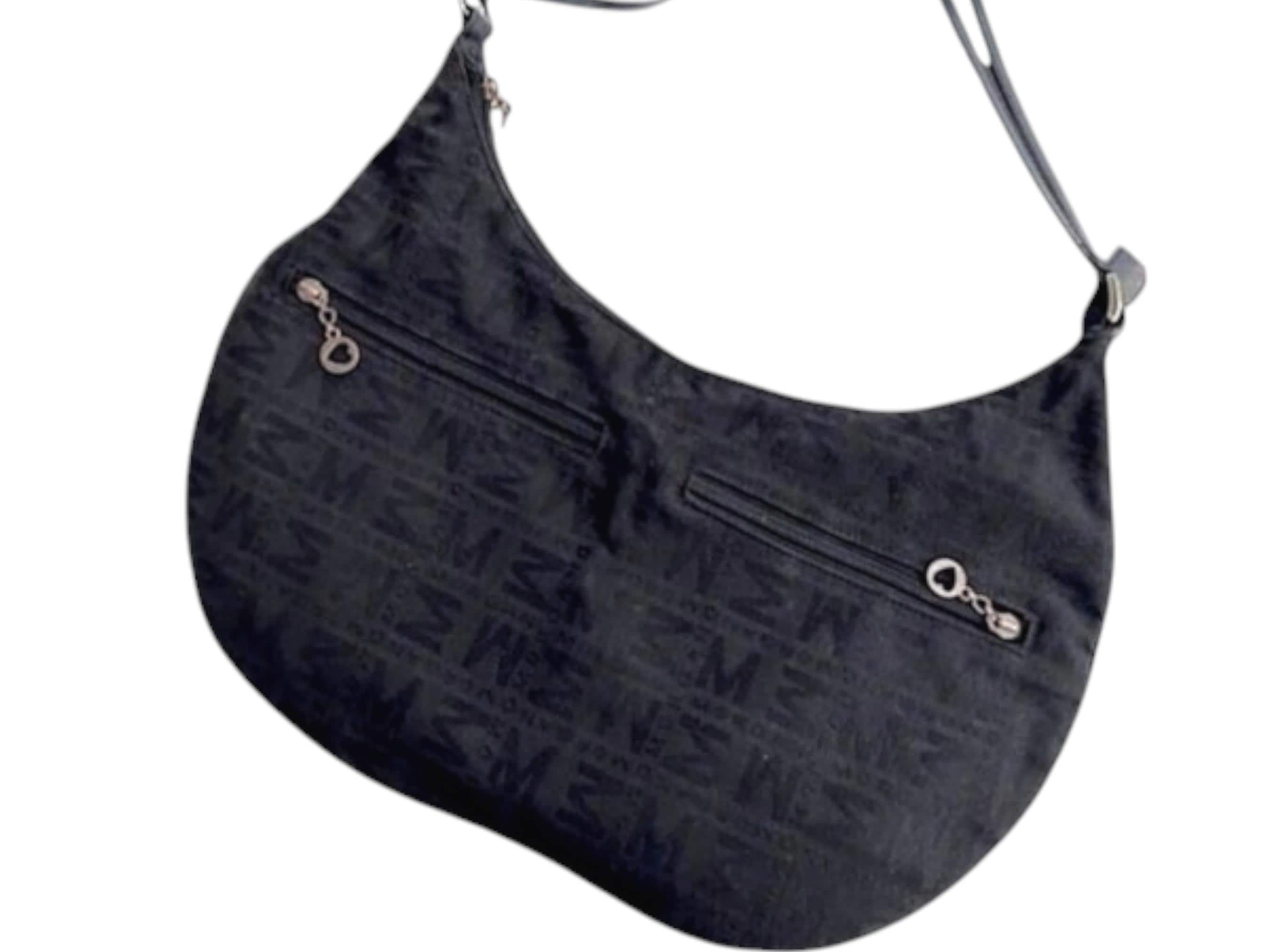 Vintage Y2K Morgan De Toi black monogram shoulder bag back view. For sale from Trash vintage UK