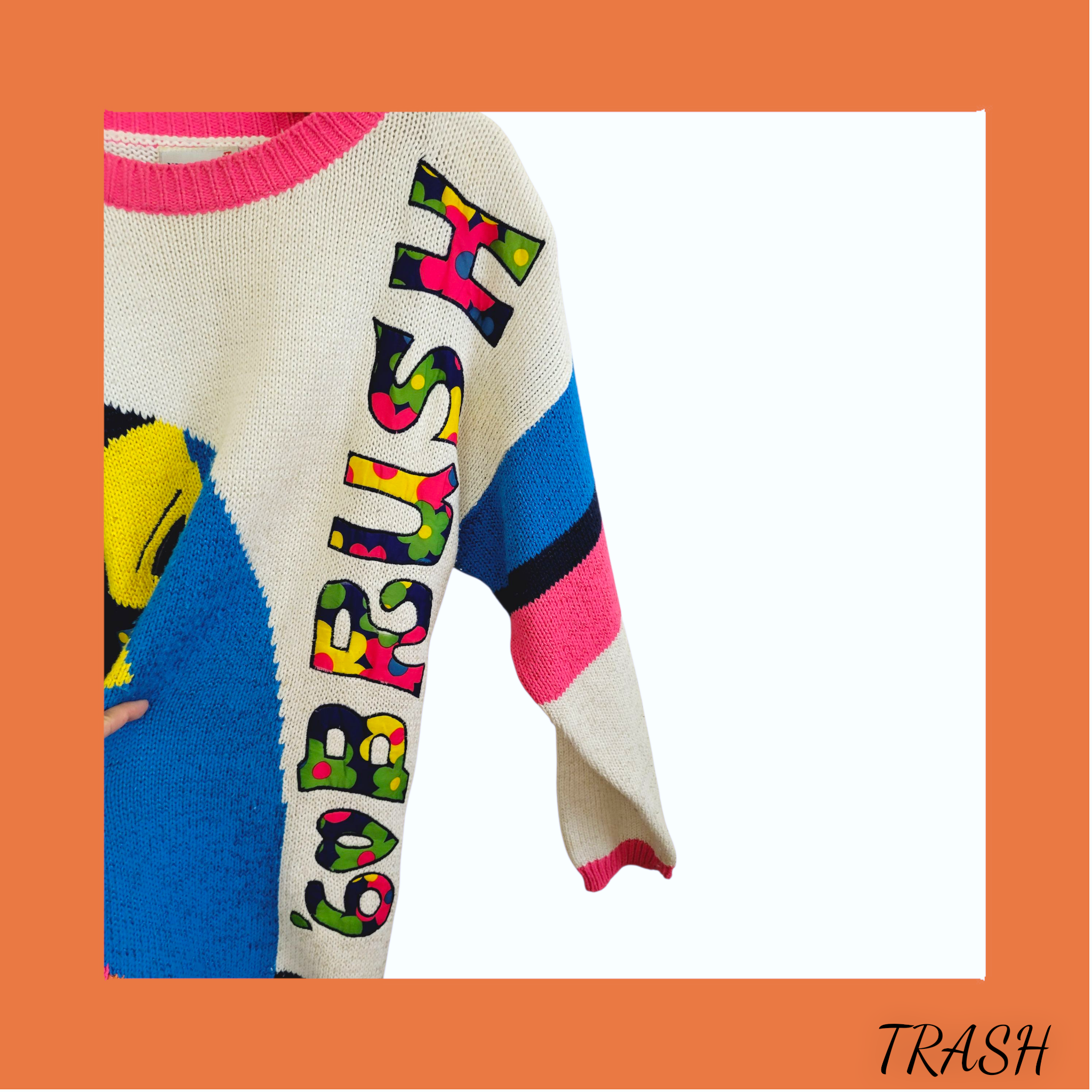 Quirky vintage pop art jumper – 90s does 60s colourful knit