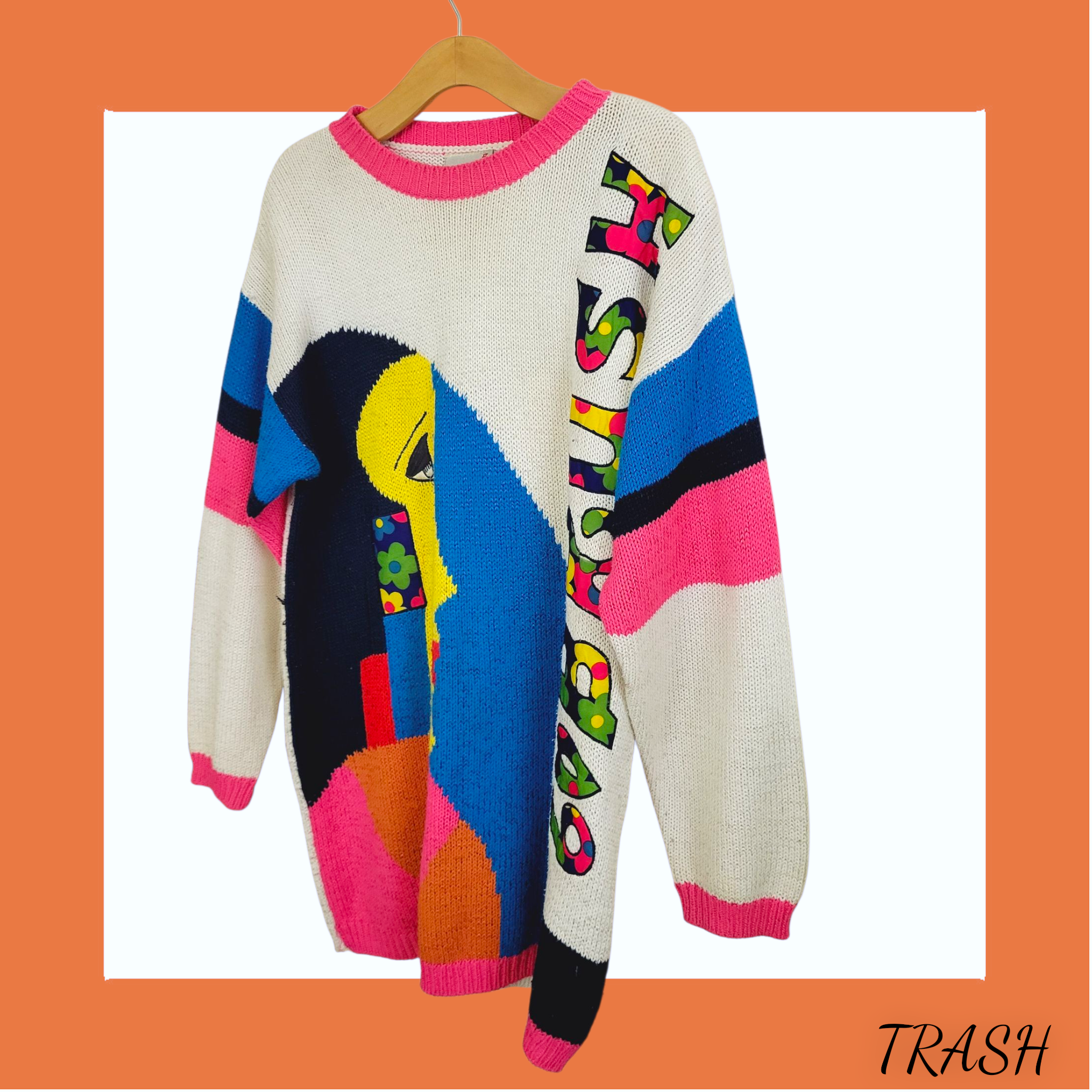 Oversized unisex retro sweater Nuova Moda 90s knitwear multicoloured
