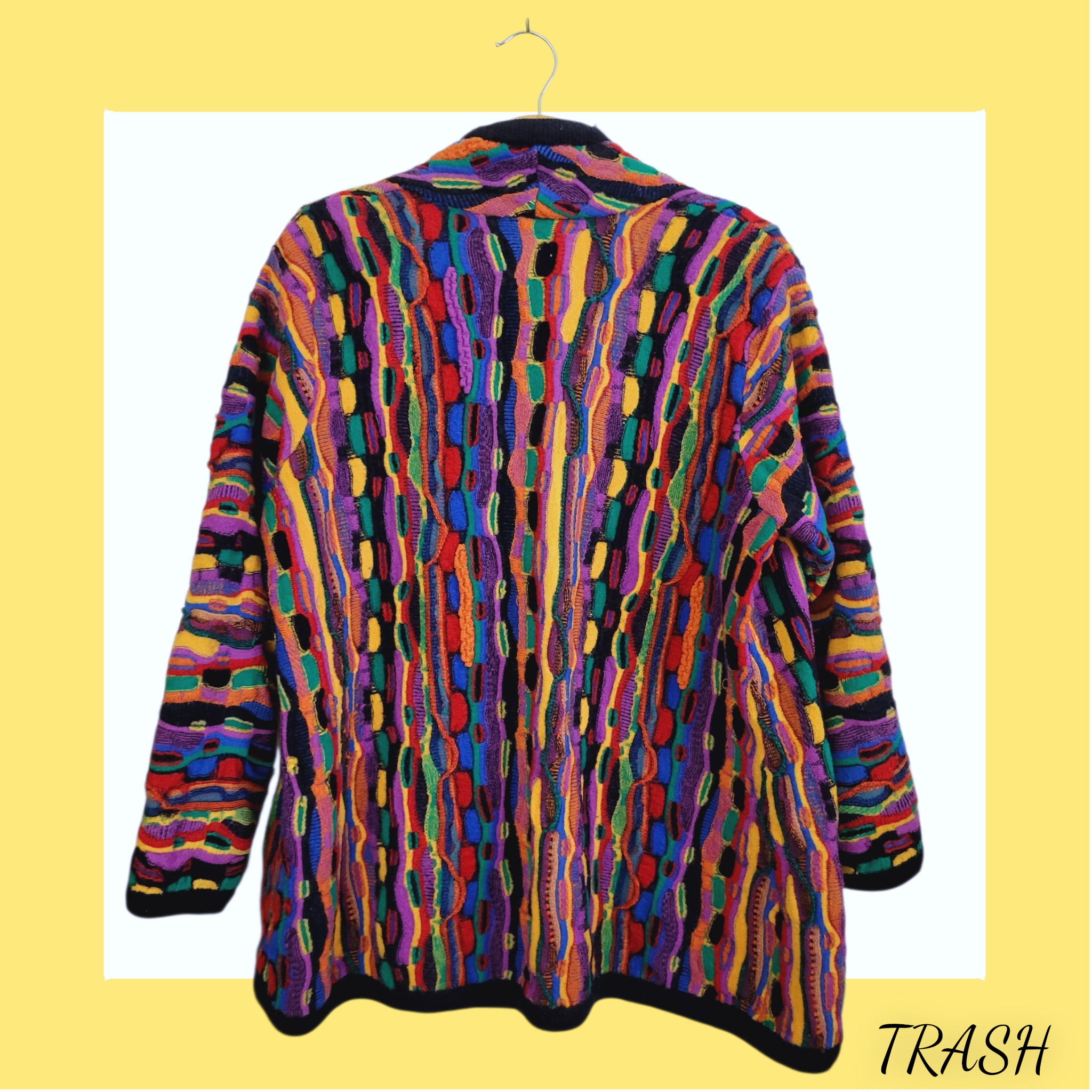 Vintage 1990s Coogi style oversized merino wool sweater cardigan knitwear