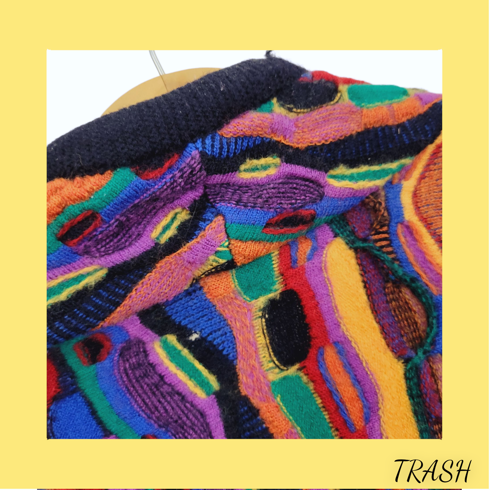 vintage Australian Coogi rival brand cardigan with bold rainbow design