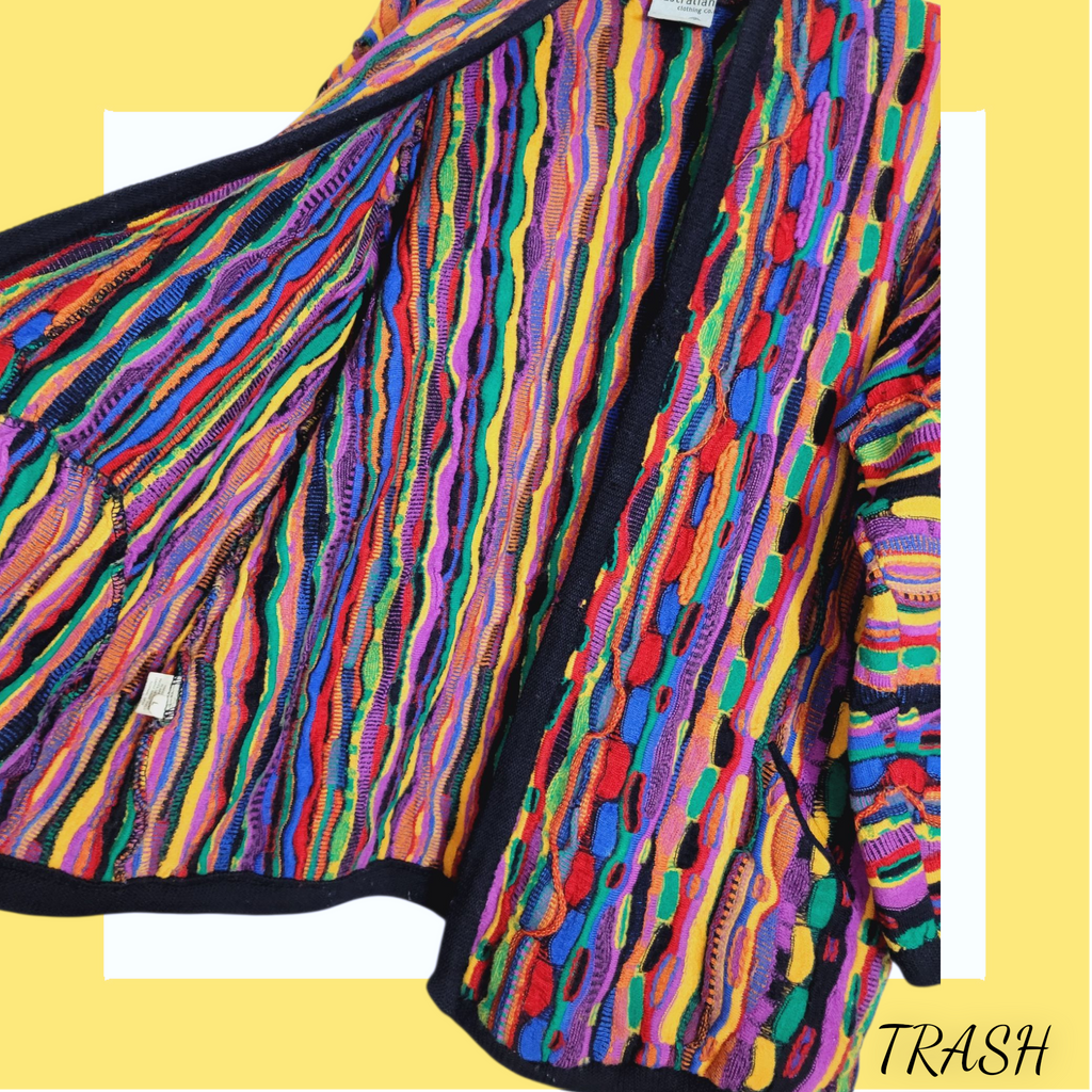 Vintage 90s Purley Australia Coogi style sweater rainbow 3D knit