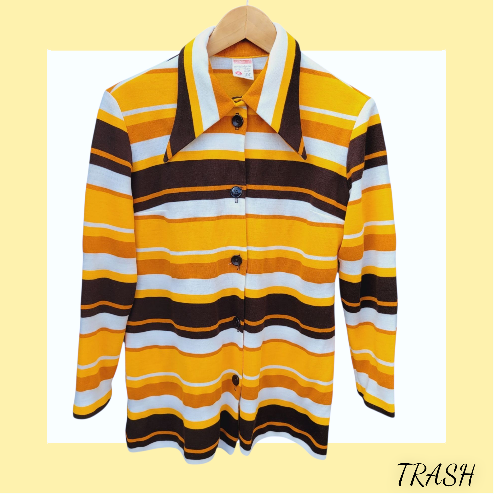 1960s 1970s Dagger Collar Shirt
