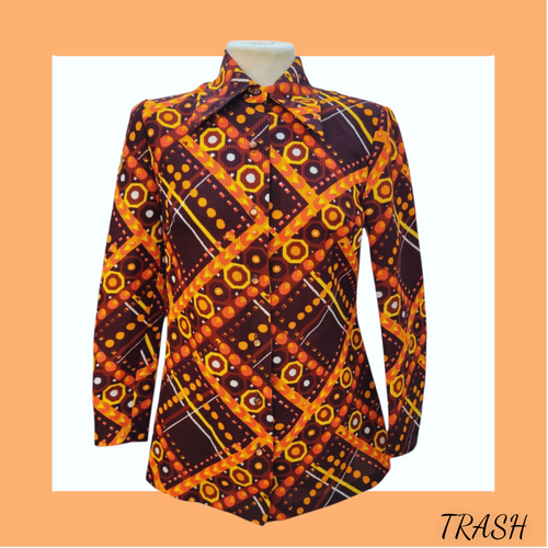 1960s 1970s Dagger Collar Shirt