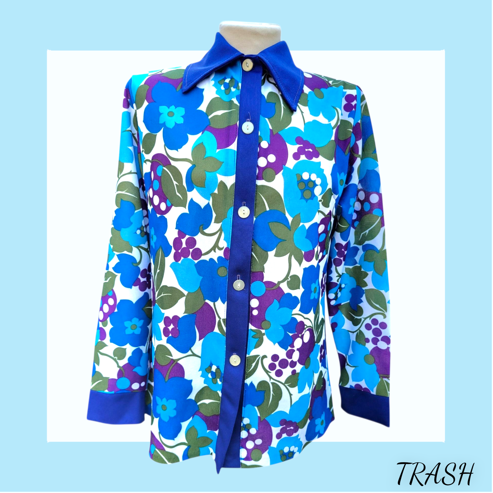 1960s 1970s Dagger collar Tunic Shirt