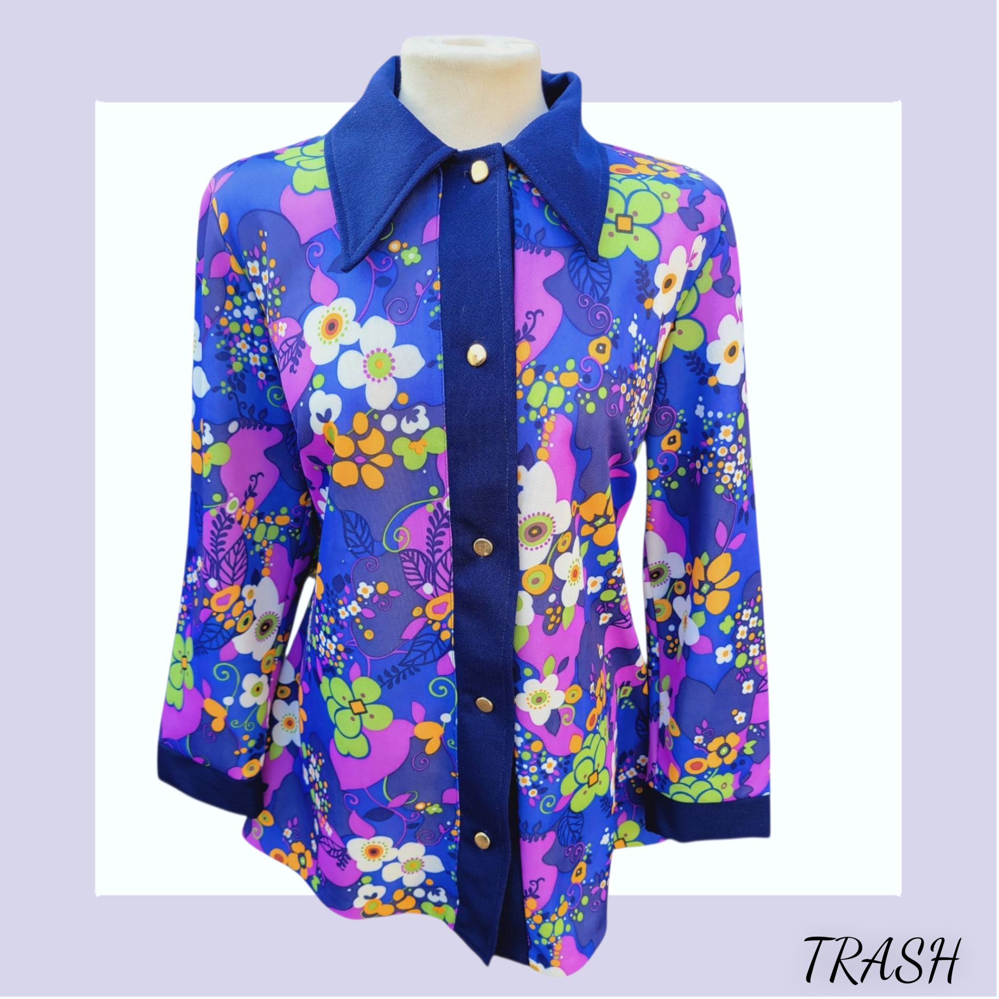 1960s 1970s Dagger Collar Shirt