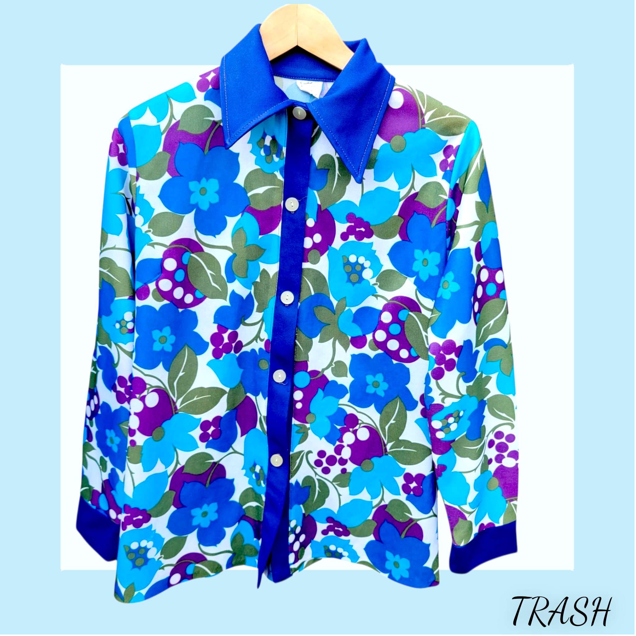 1960s 1970s Dagger collar Tunic Shirt