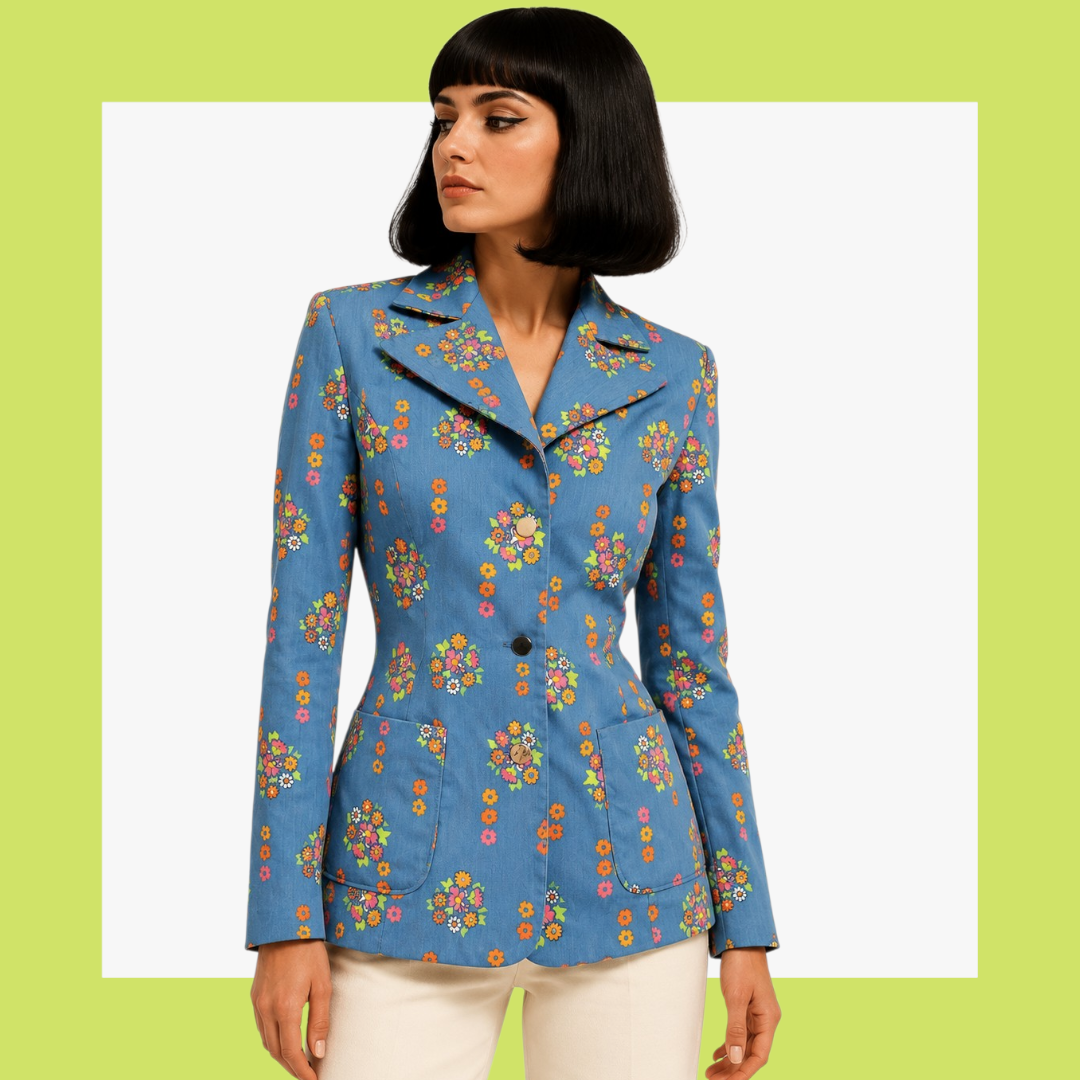 Vintage 1960s floral mod blazer jacket