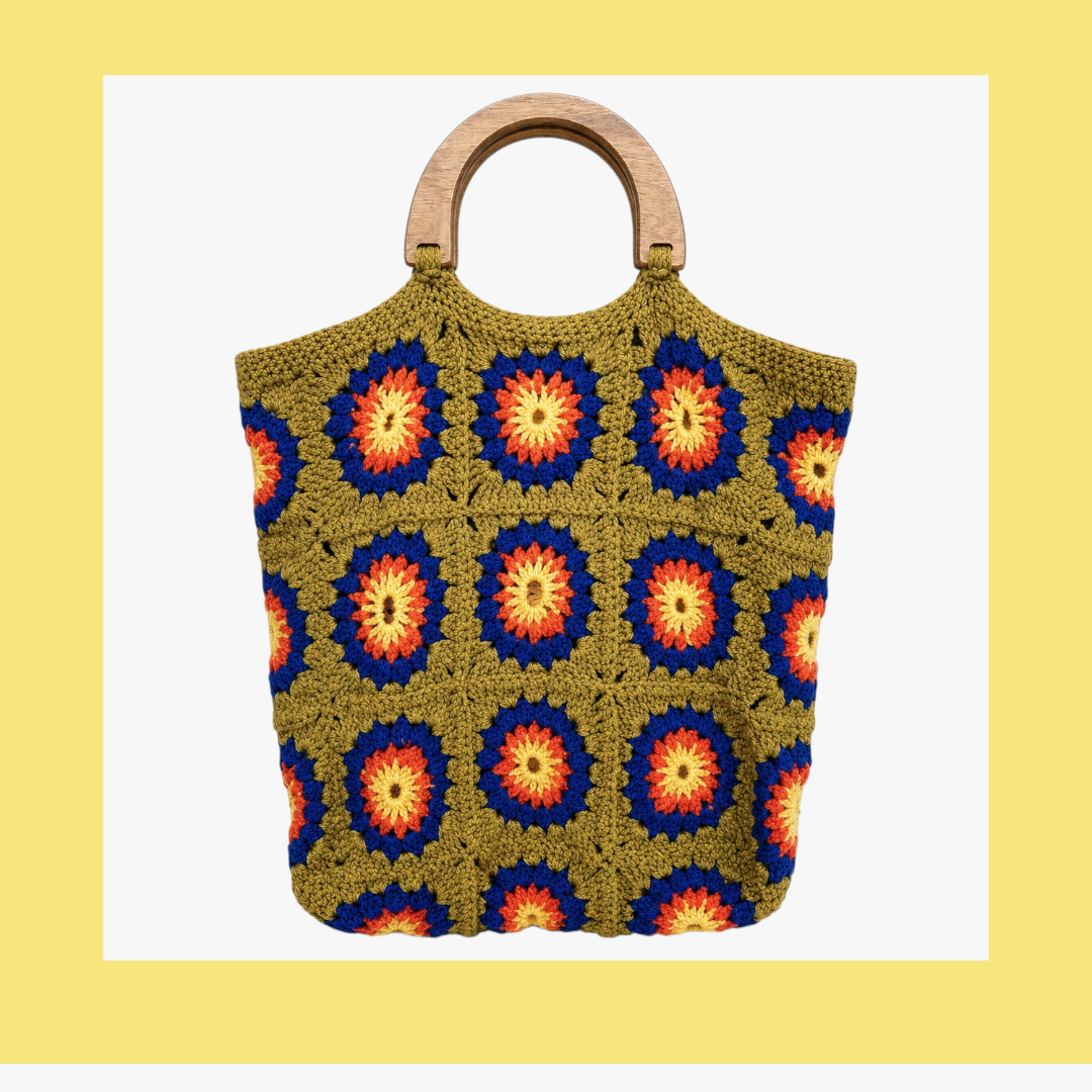 1970s Crochet Shopper Tote Bag
