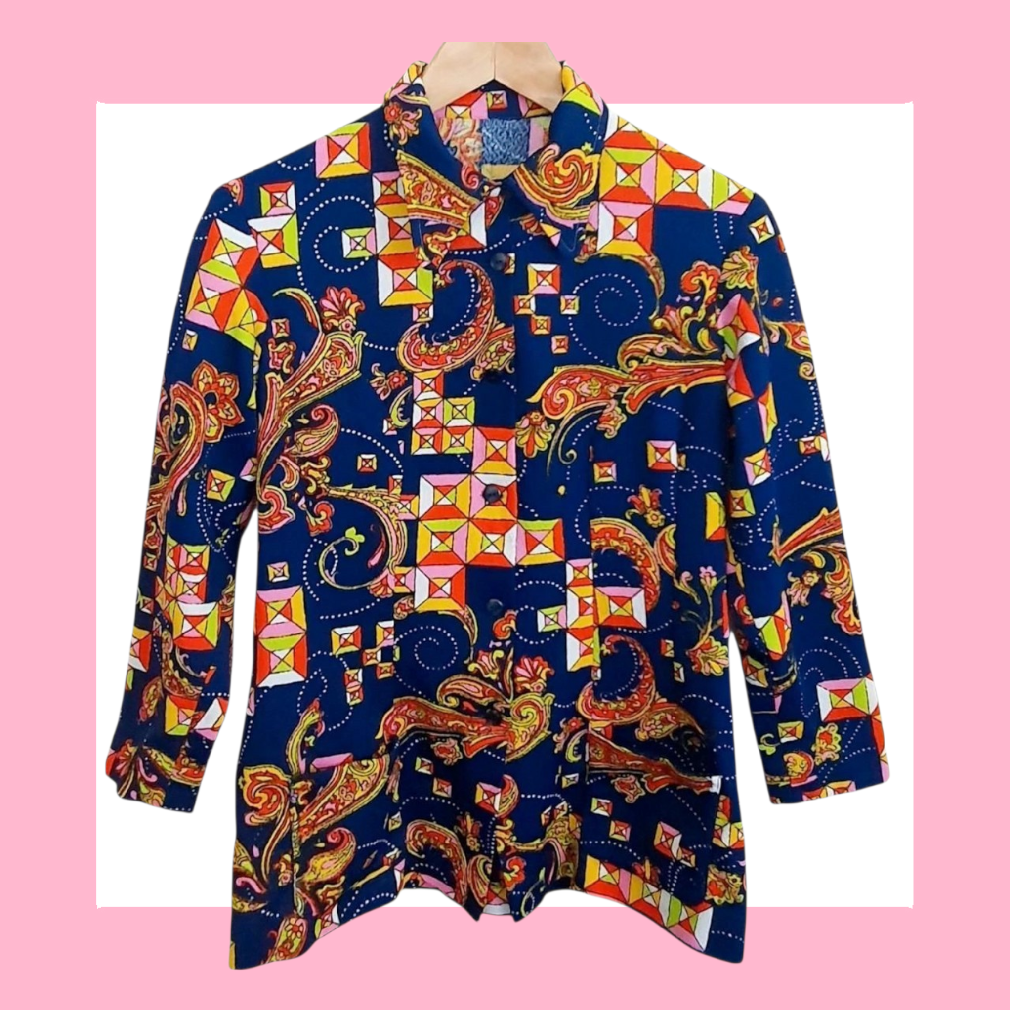 1960s Dagger Collar Tunic Shirt