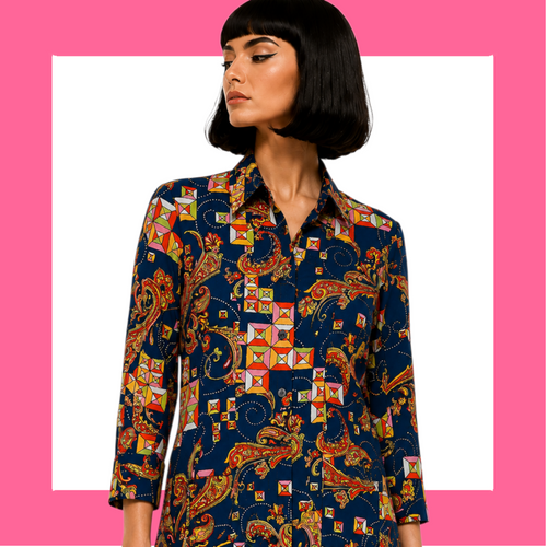 1960s Dagger Collar Tunic Shirt