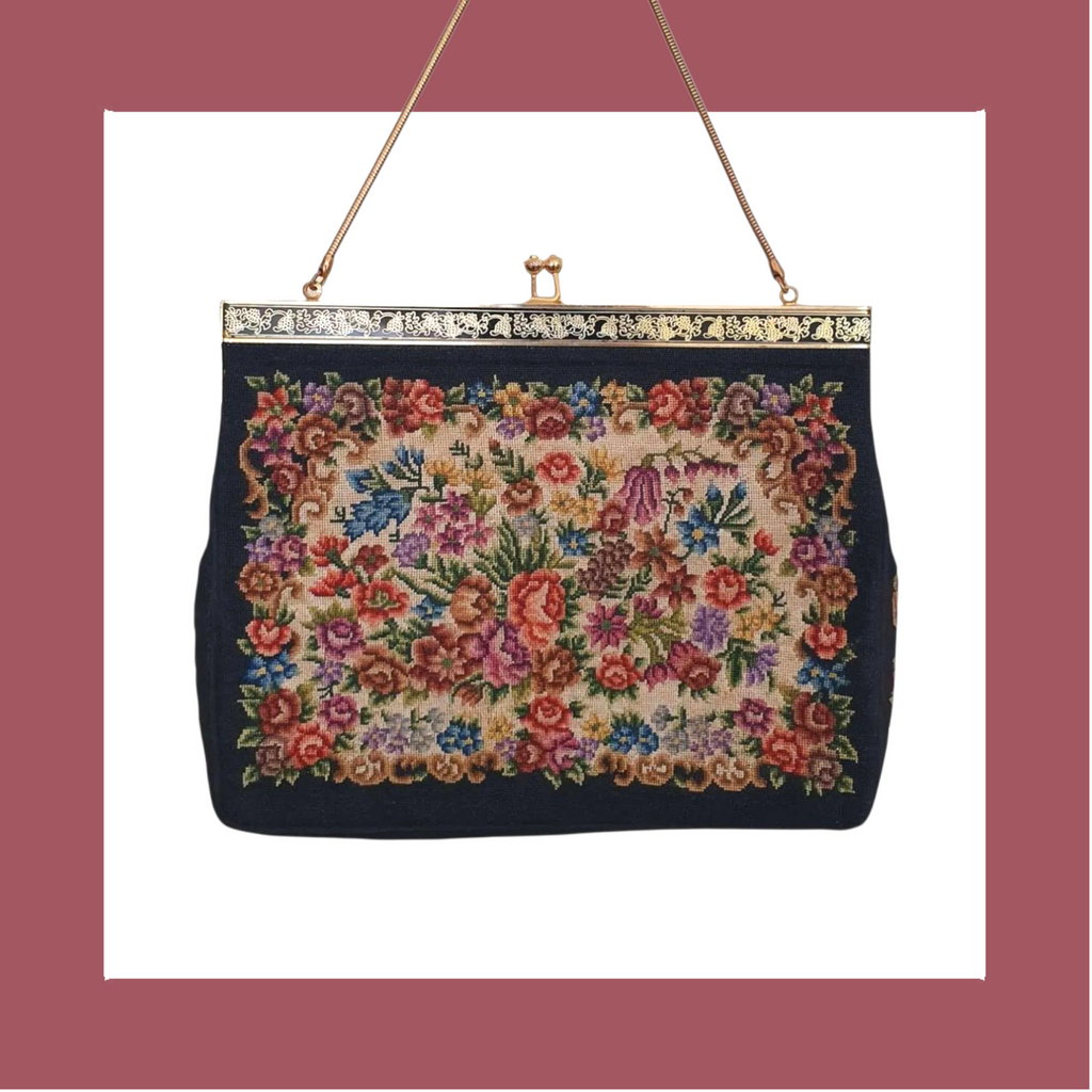 Antique Micro Petit Point Embroidered Purse