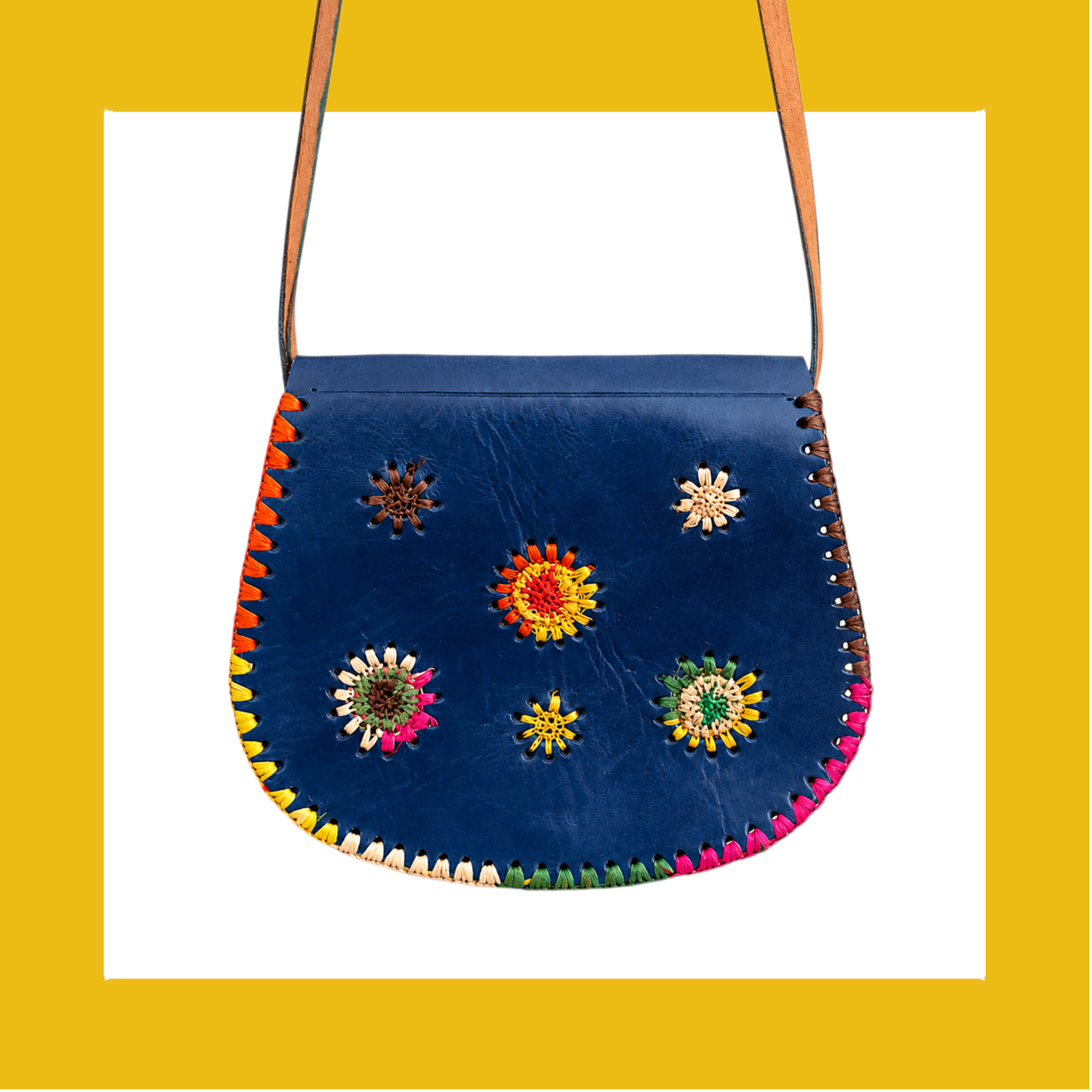 1970s Unique Leather Shoulder Bag