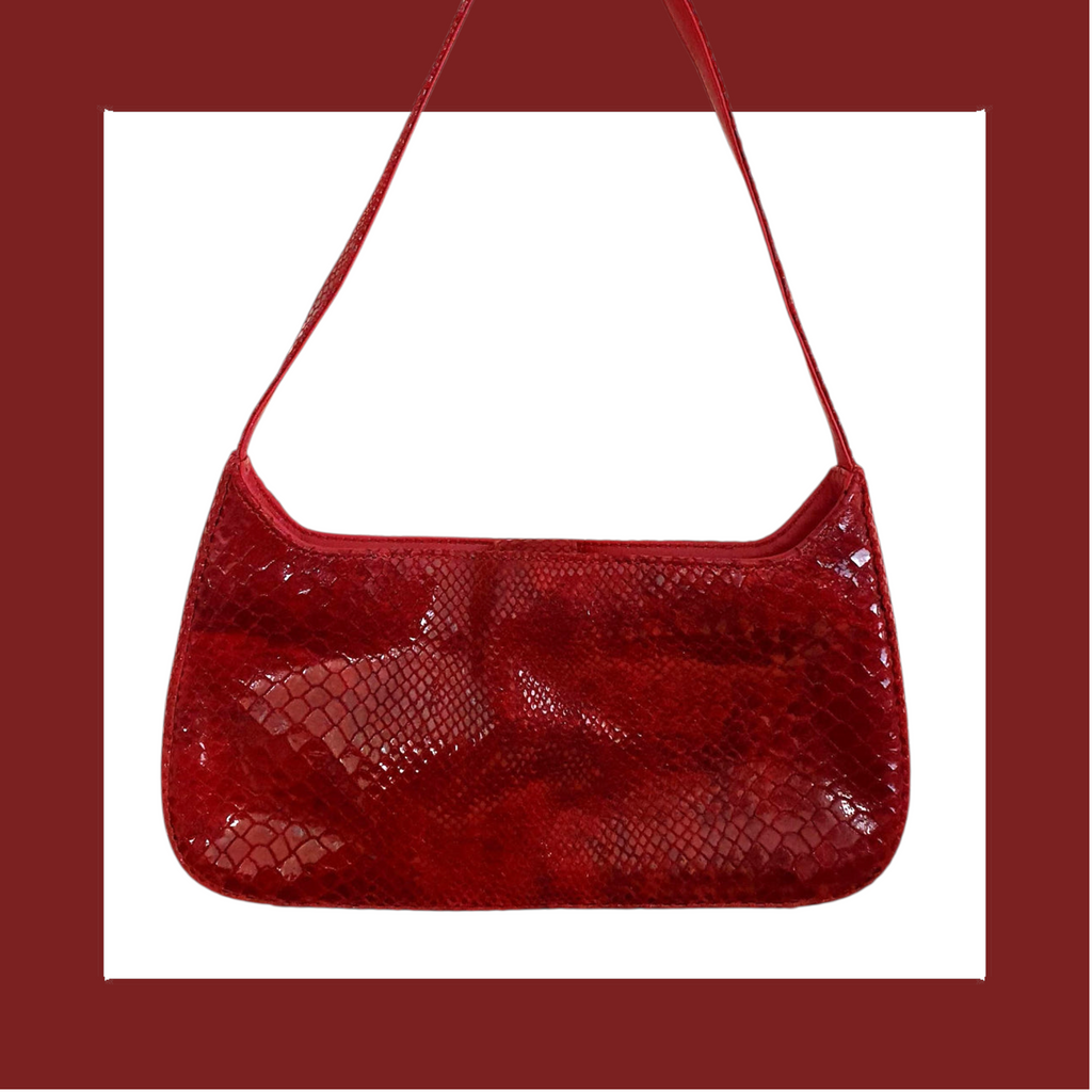Y2k Vintage Dark Red Leather Shoulder Bag