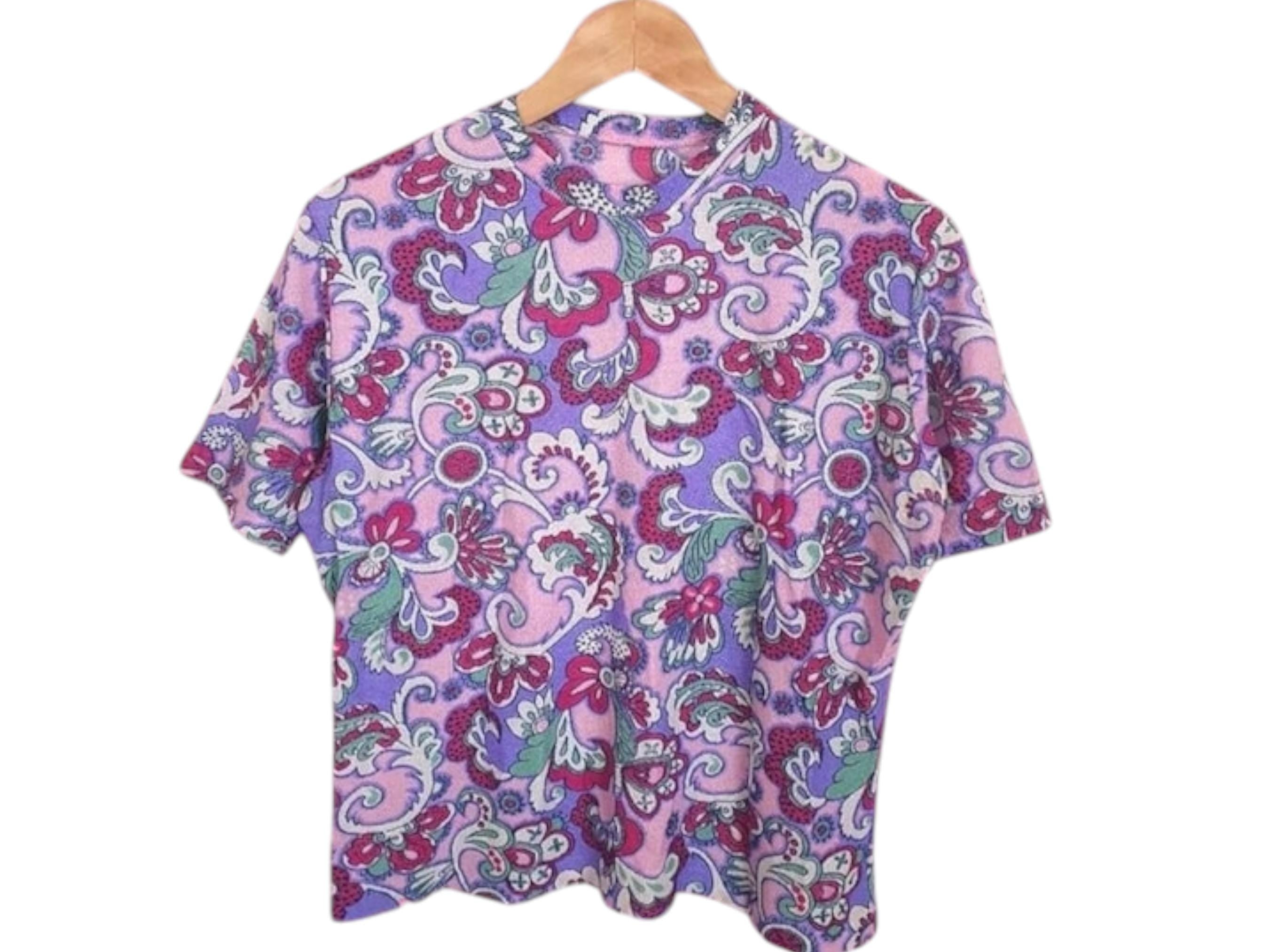 1960s Psychedelic Floral Mod Top