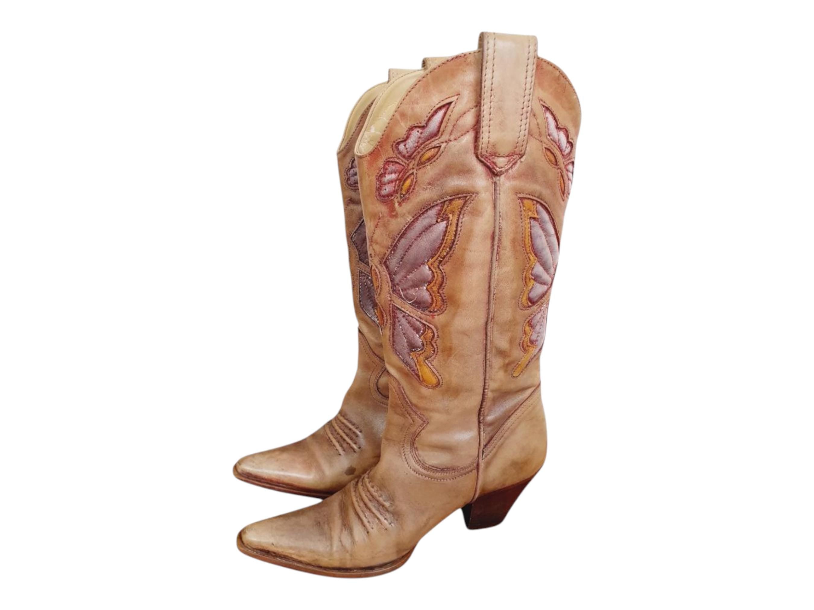 Dune 1990s Y2k Beige Cow Girl Boots
