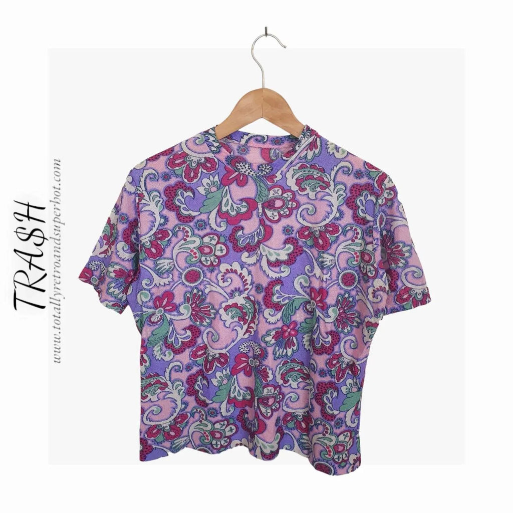 1960s Psychedelic Floral Mod Top
