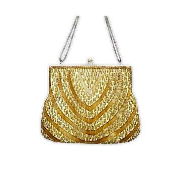 1950s Gold Beaded Evening Purse