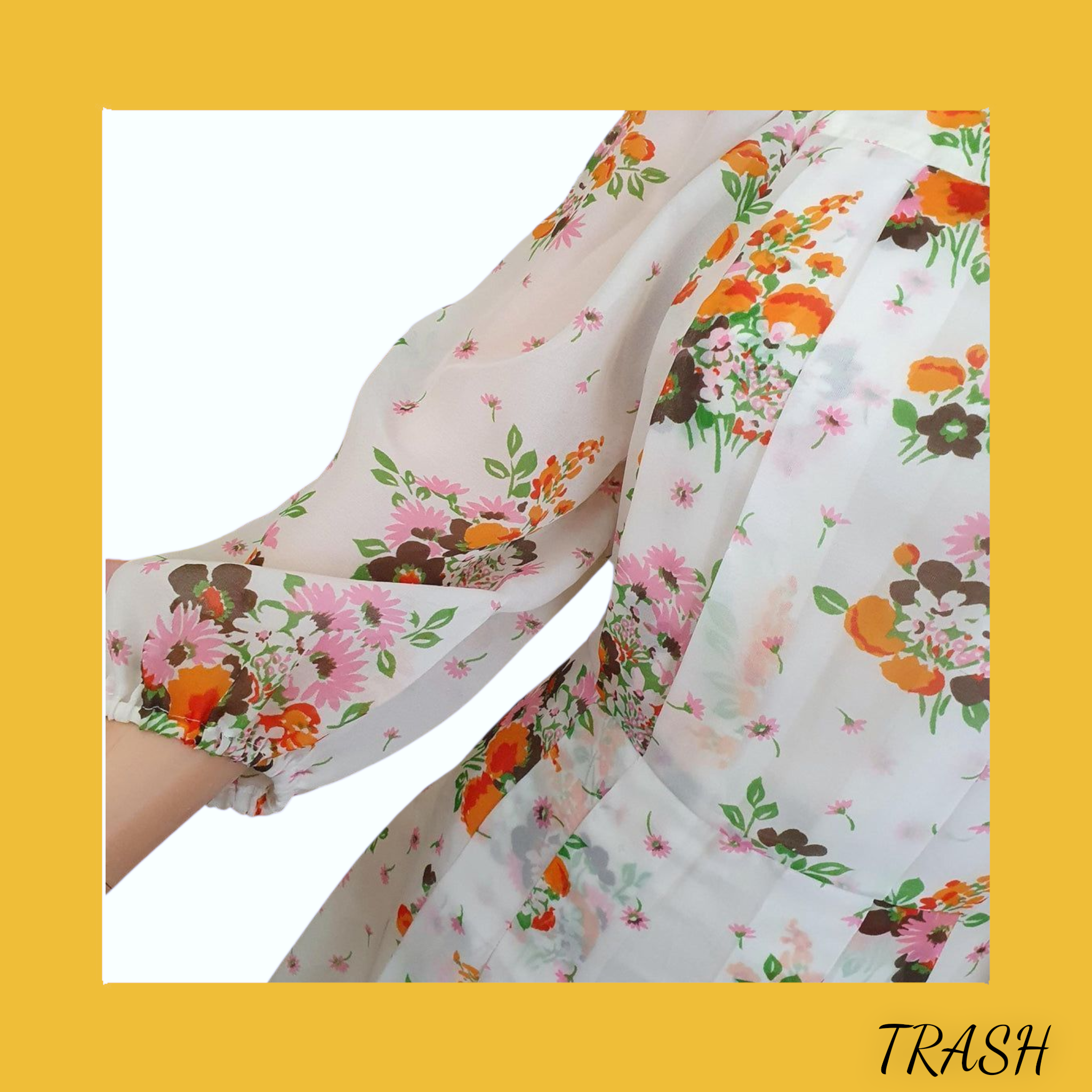 1960s Floral Chiffon Mini Day Dress