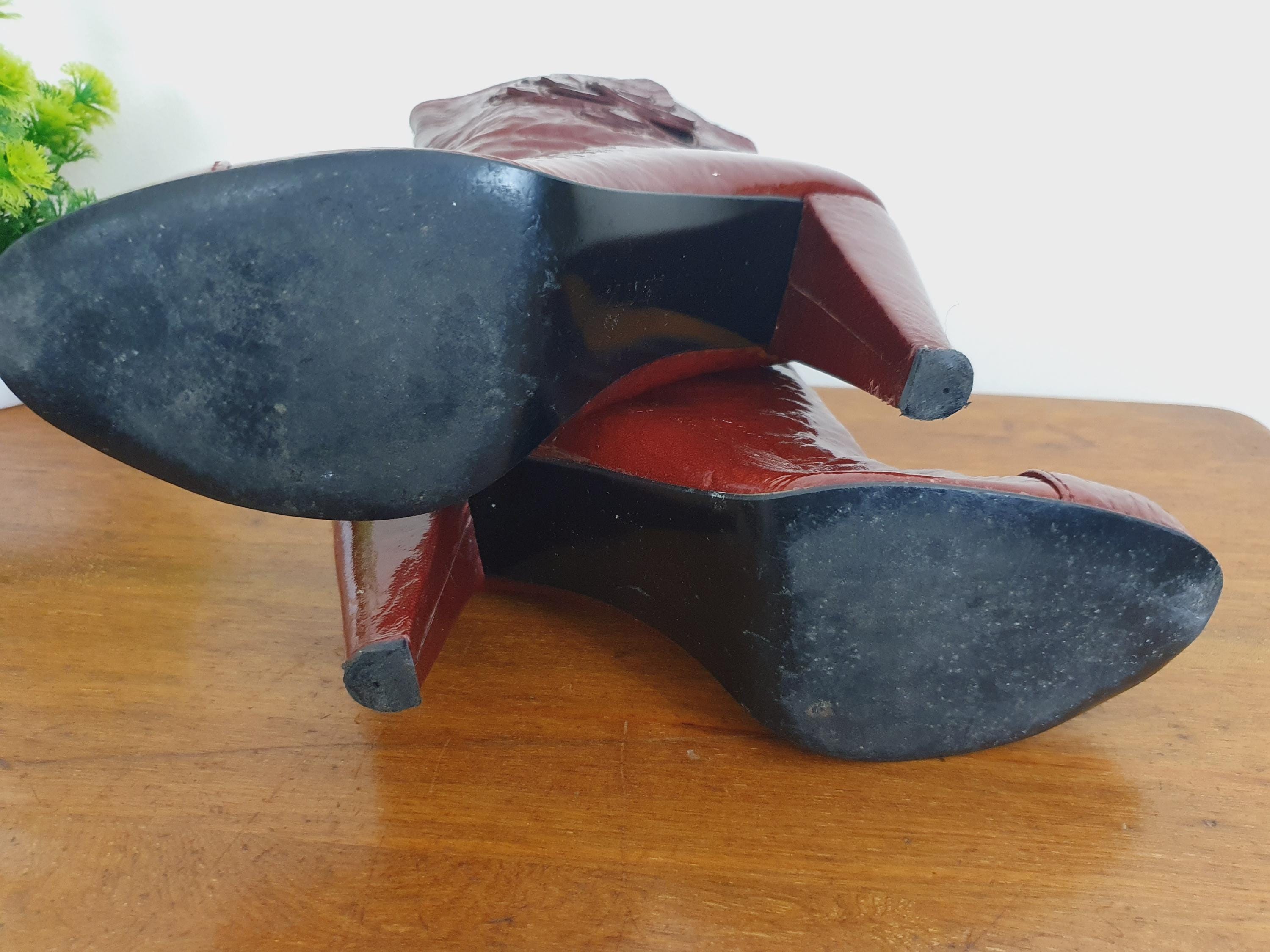 90s Miss Sixty Patent Dark Red Boots