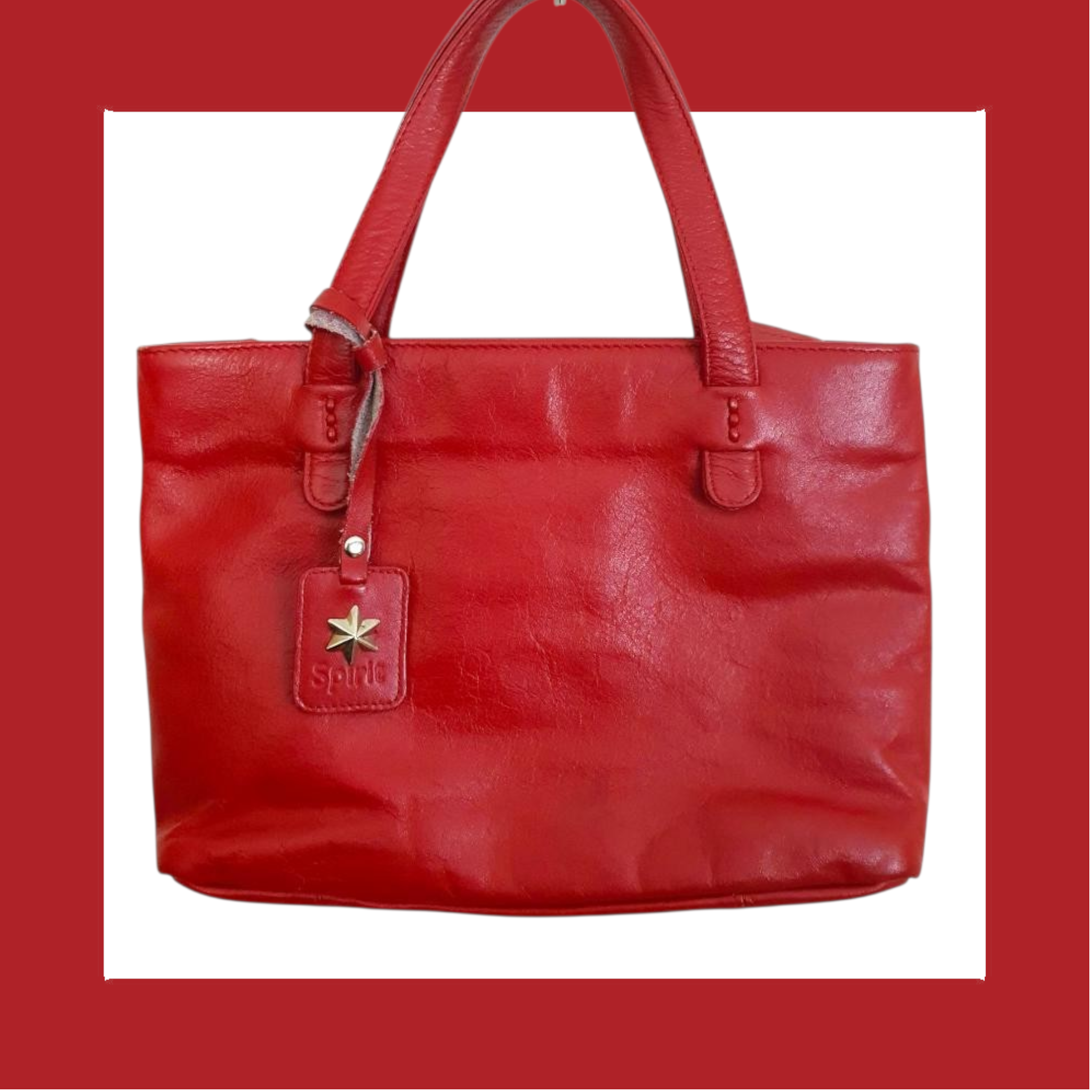 Y2k Red Soft Leather Tote Bag