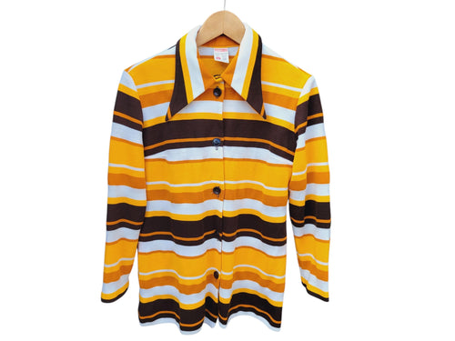 1960s 1970s Dagger Collar Shirt