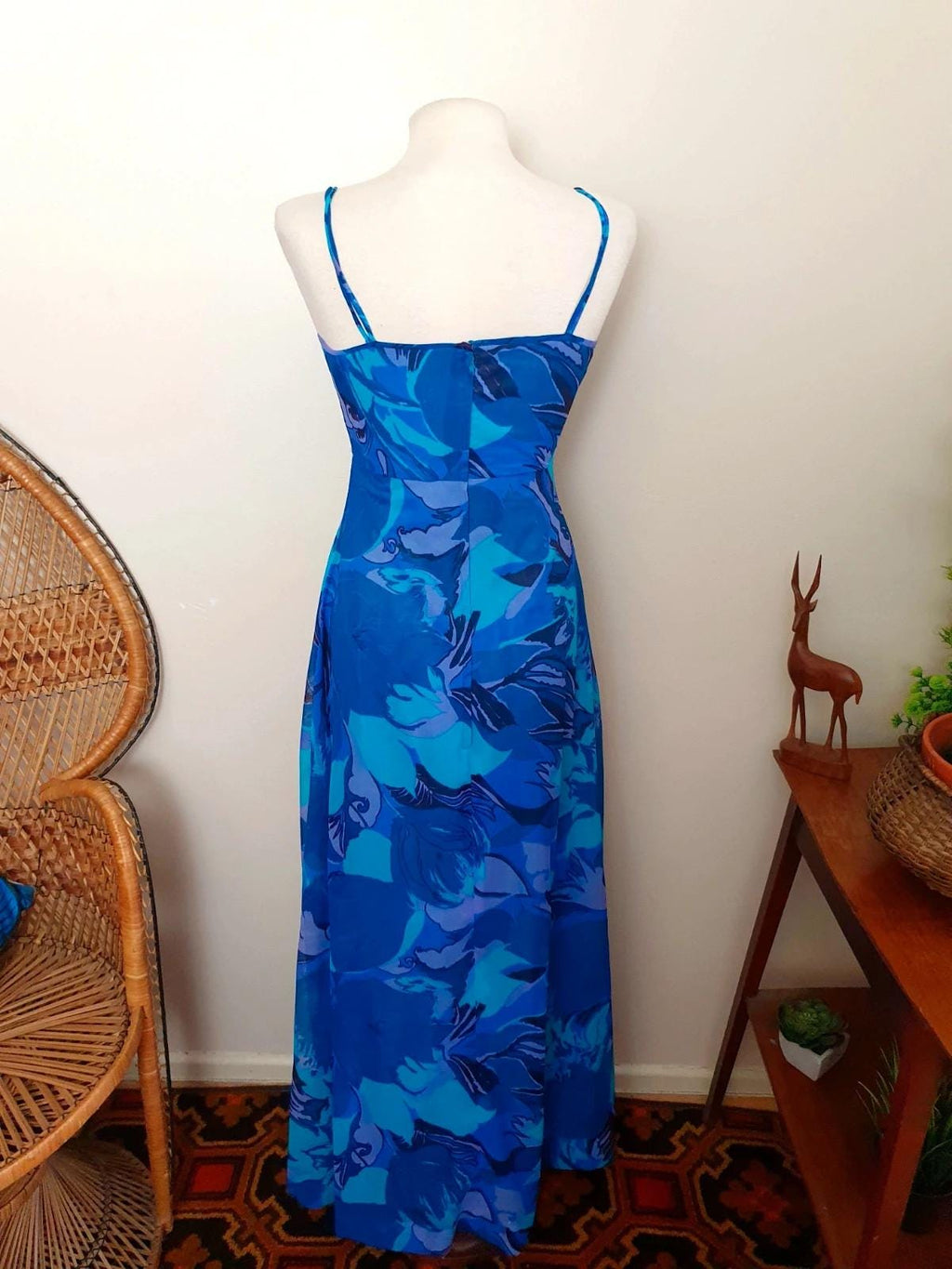 Unique 1970s Chiffon Evening Gown