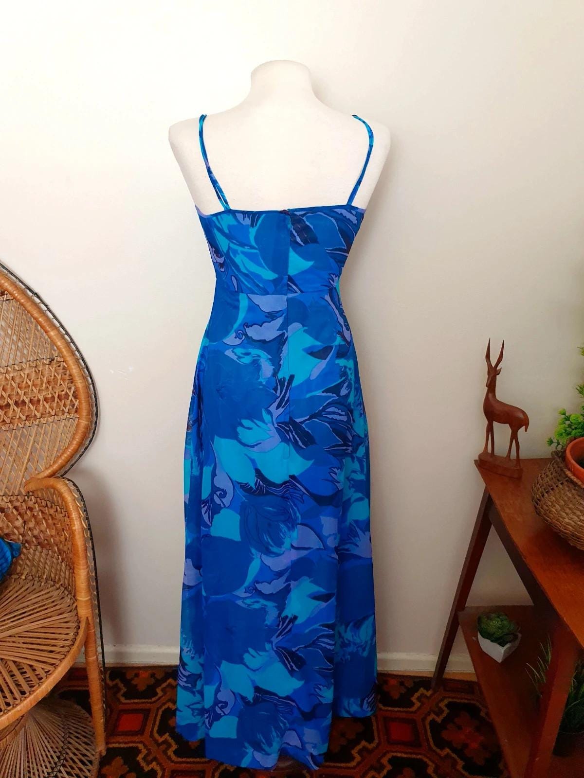 Unique 1970s Chiffon Evening Gown