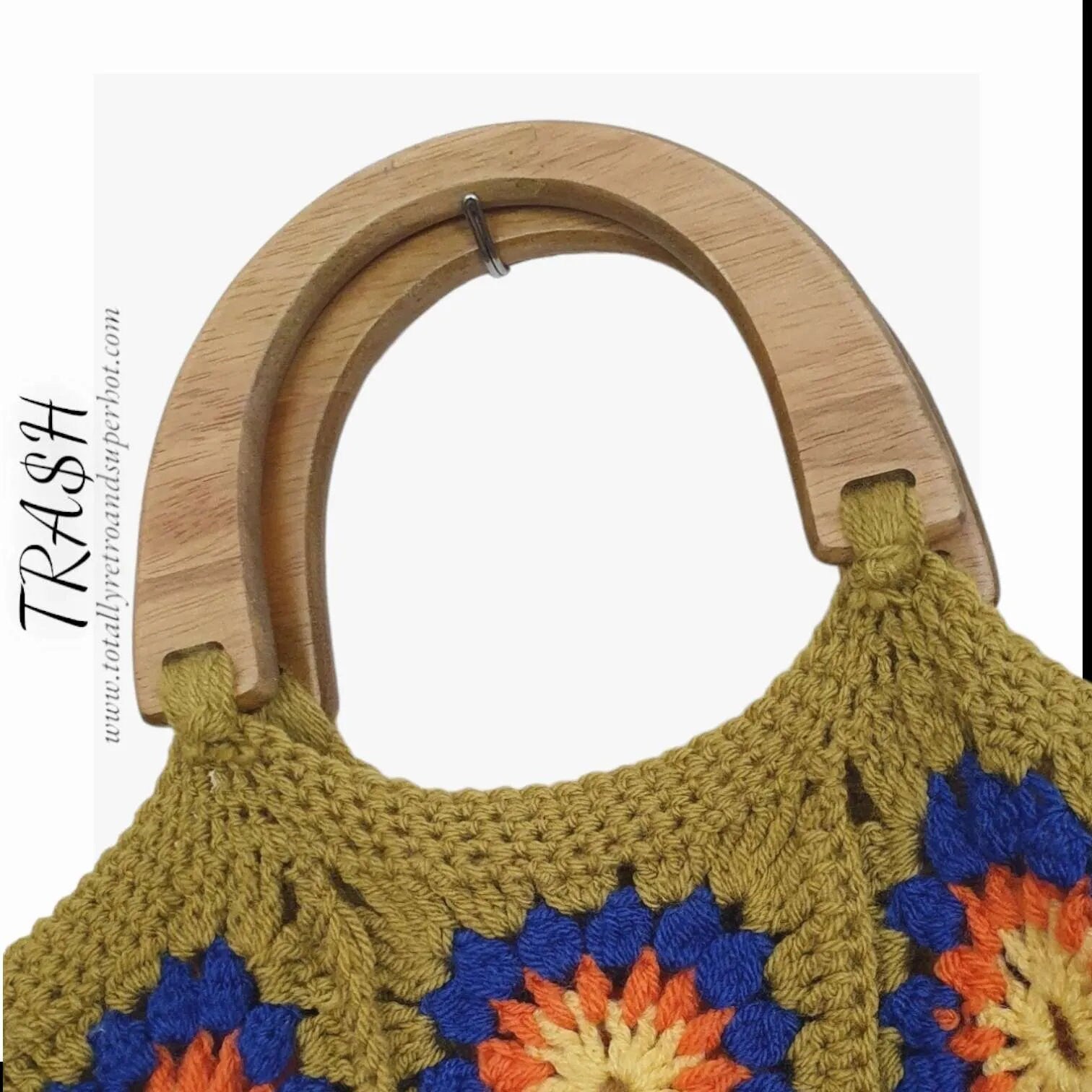 1970s Crochet Shopper Tote Bag