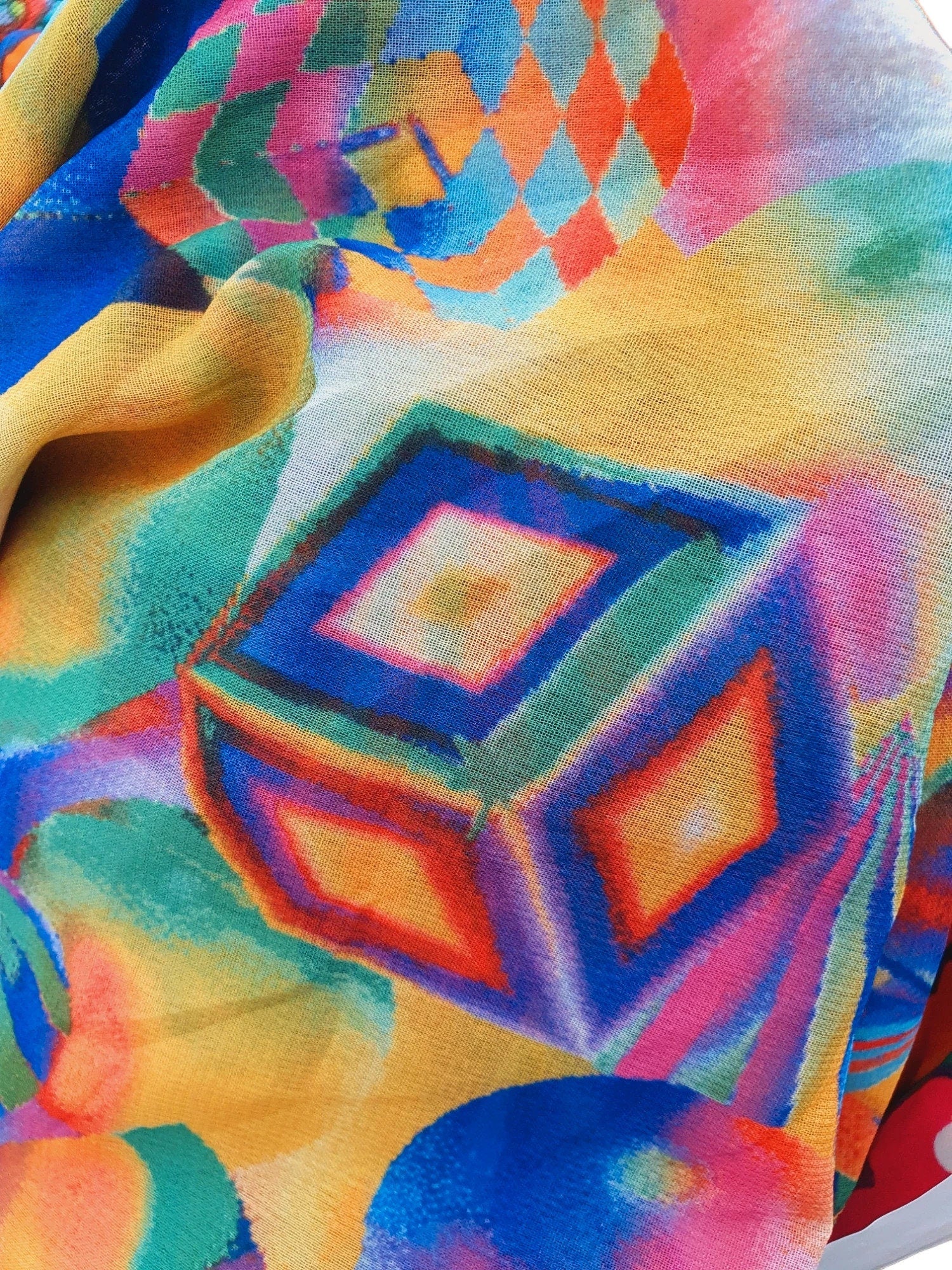 Vintage Abstract 1970s 1980s Colourful Mini Dress