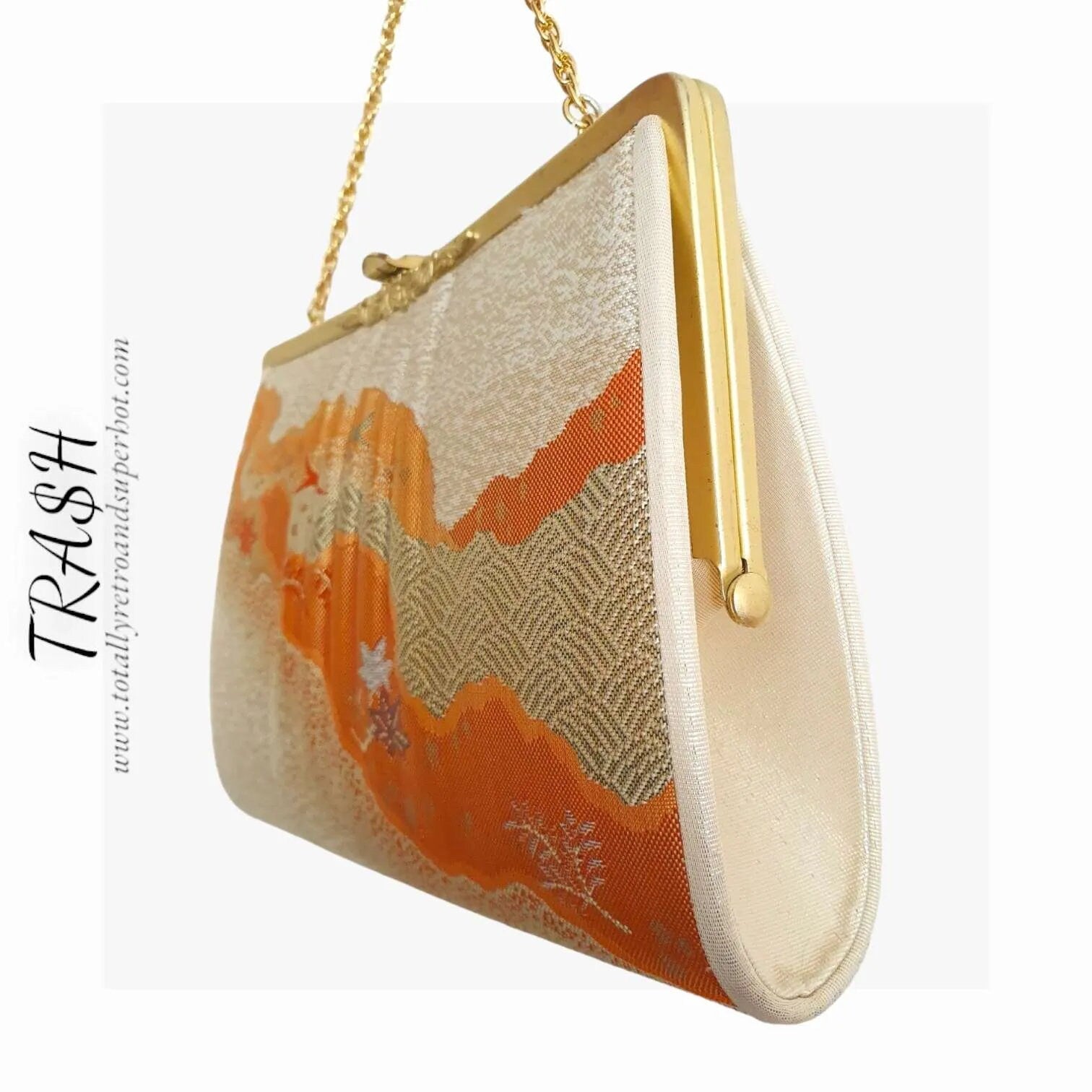 Vintage Japanese Orange Silk Handbag