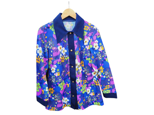 1960s 1970s Dagger Collar Shirt