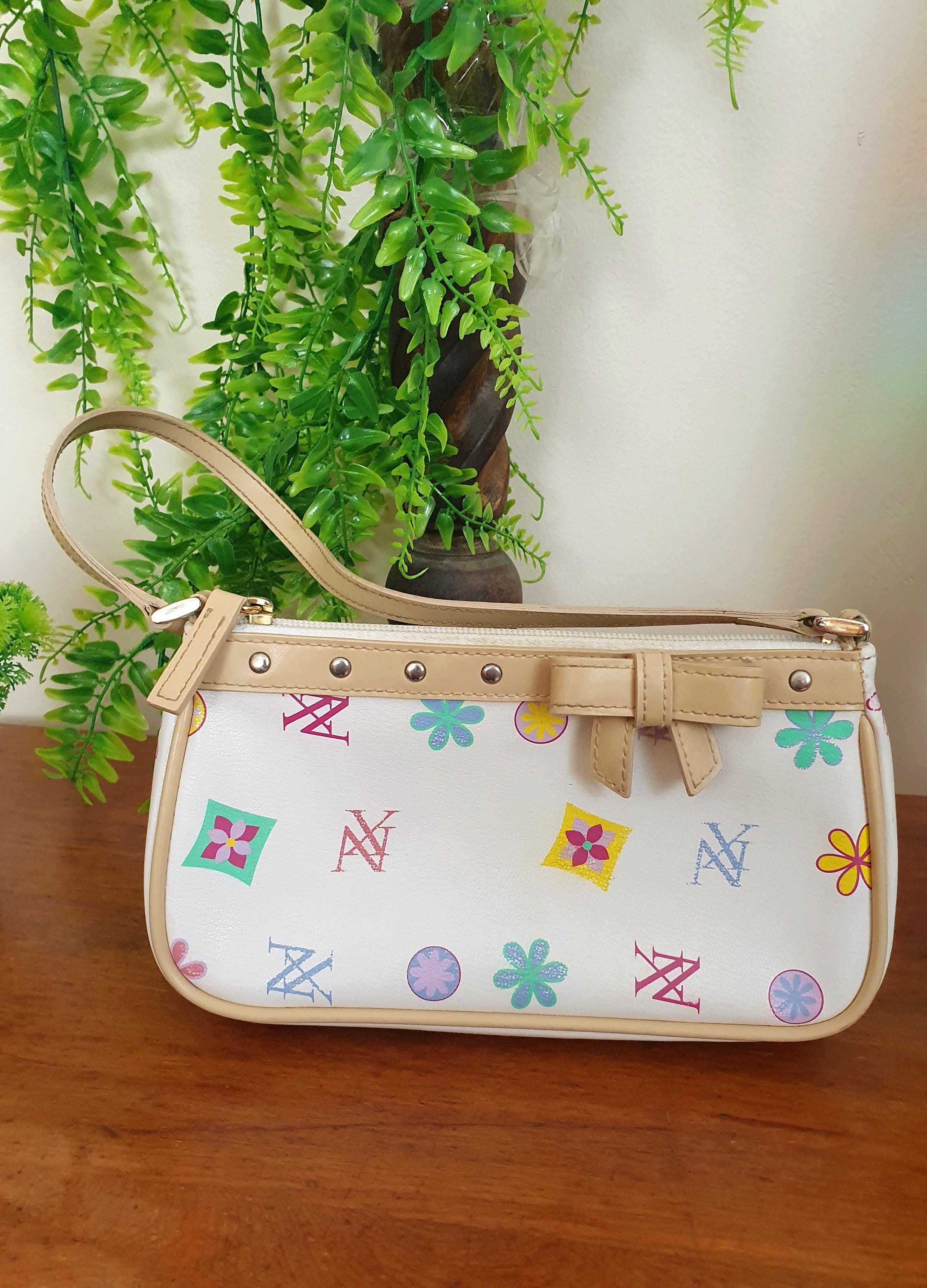 Y2k White Monogram Shoulder Bag