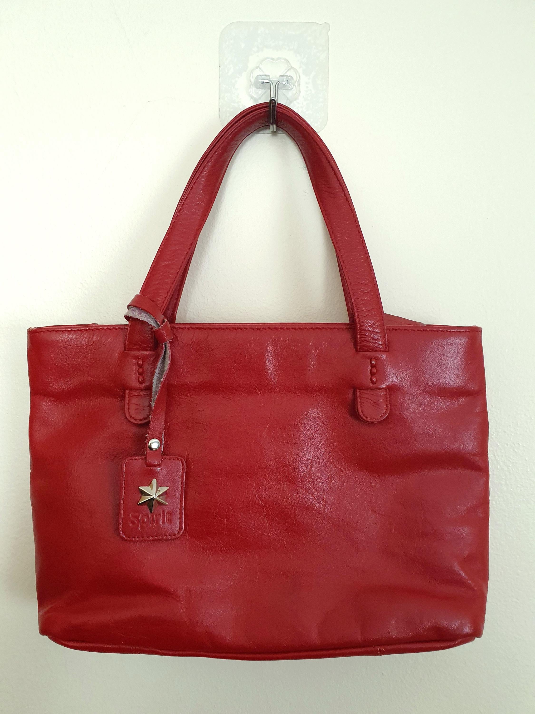 Y2k Red Soft Leather Tote Bag