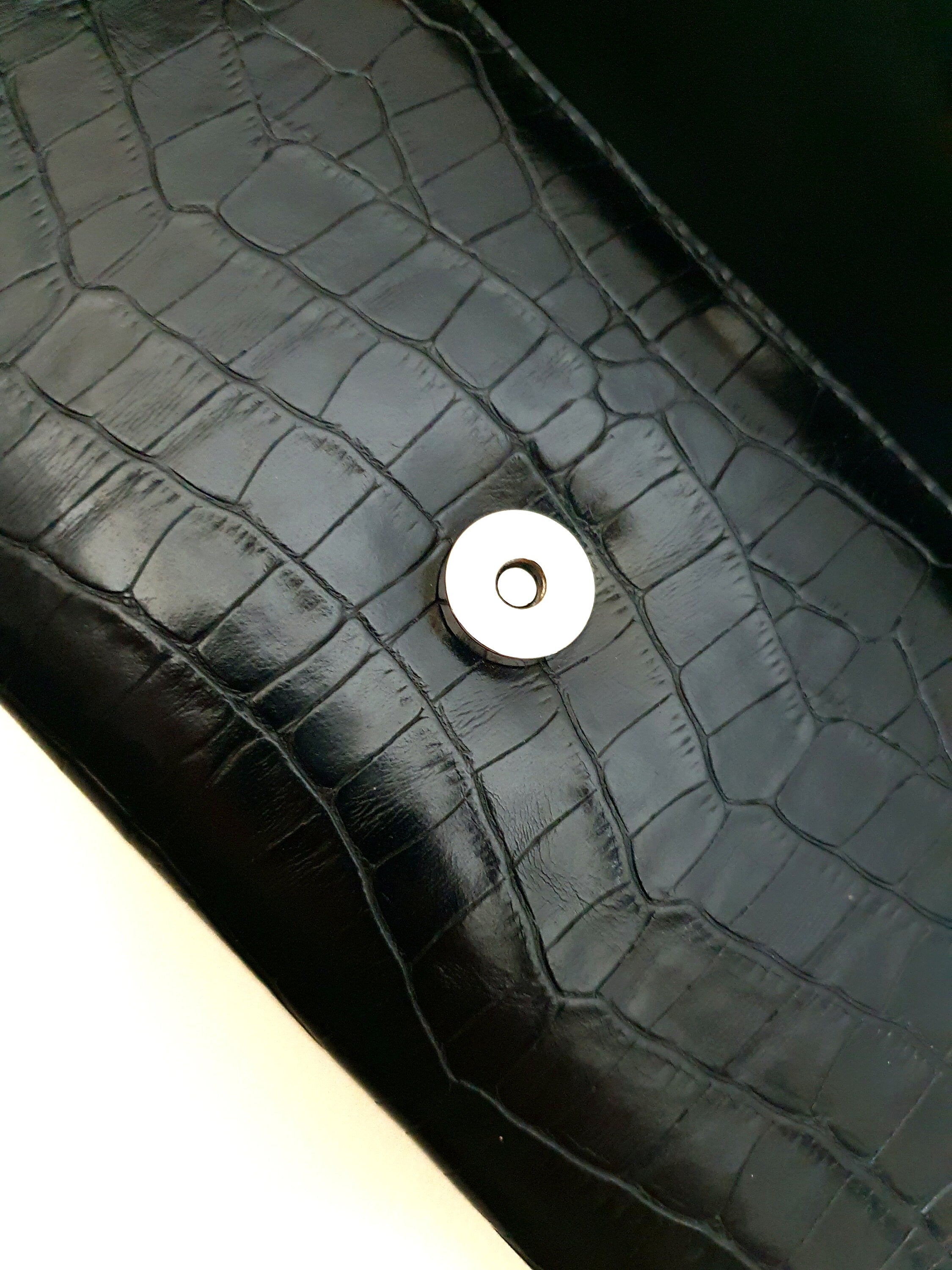 Y2k Black Mock Croc Baguette