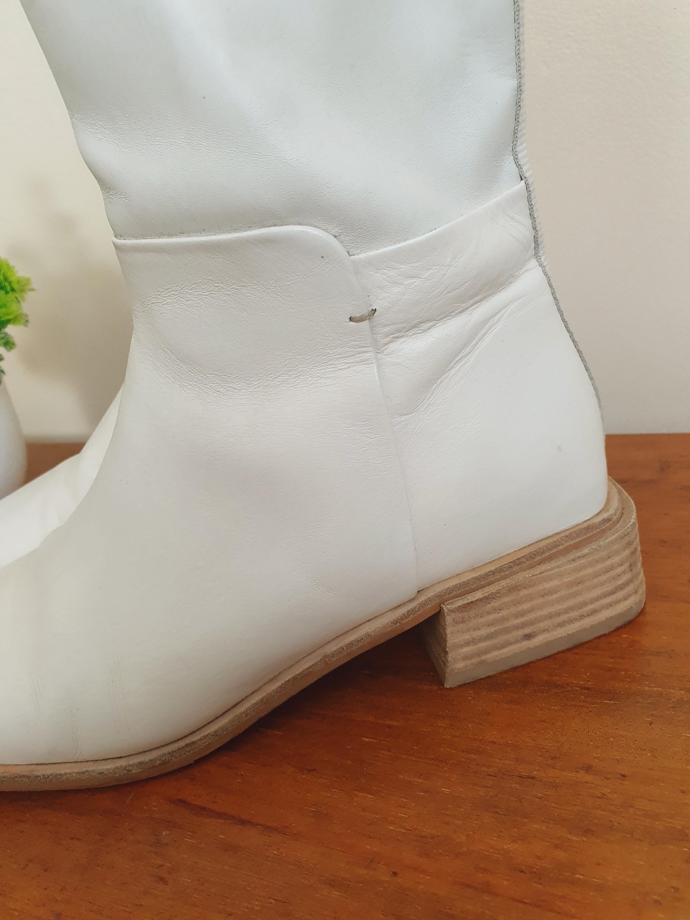Y2k  Leather Off White John Lewis Ankle Boots