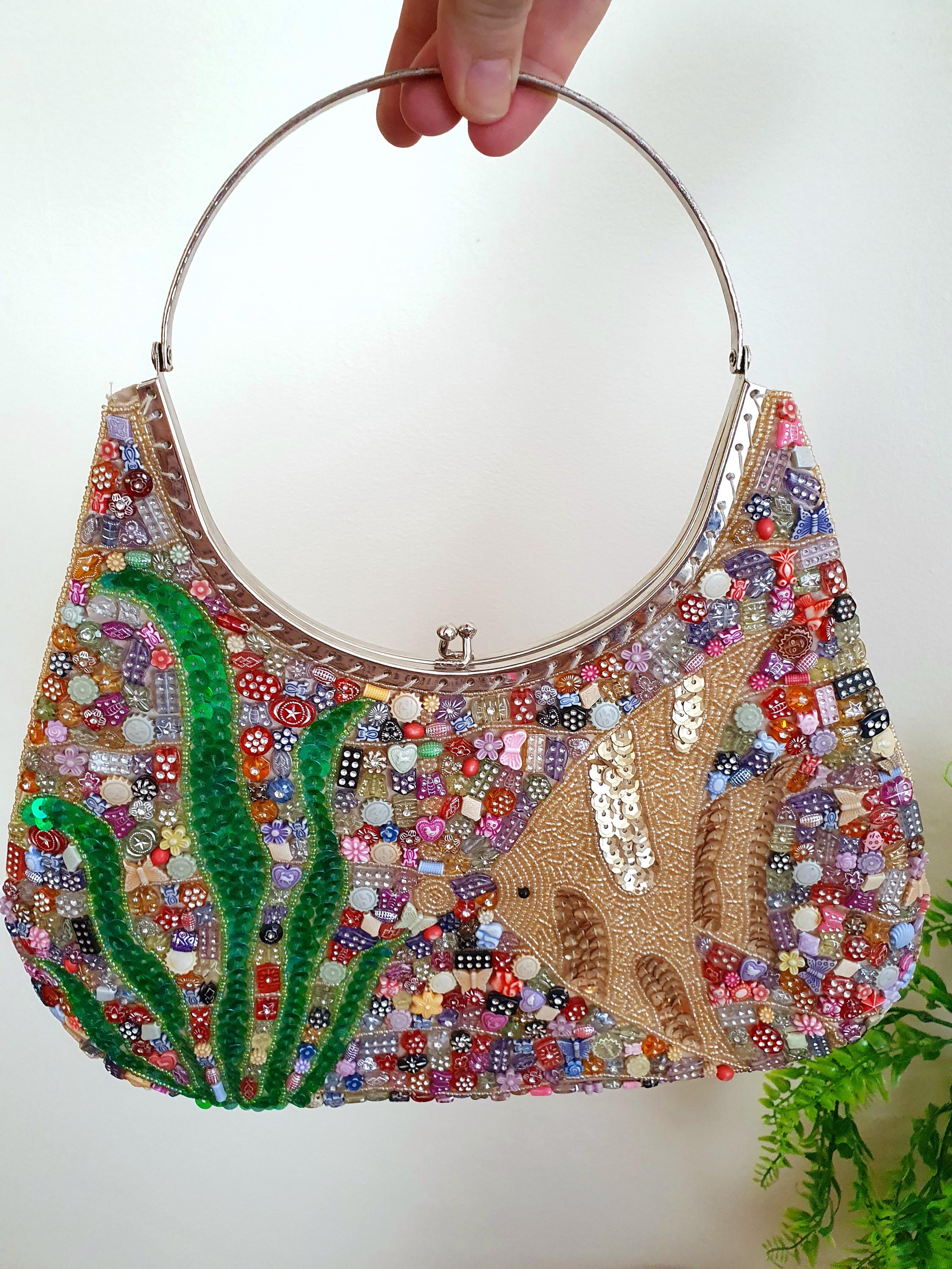 Vintage Seascape kiss Clasp Evening Purse