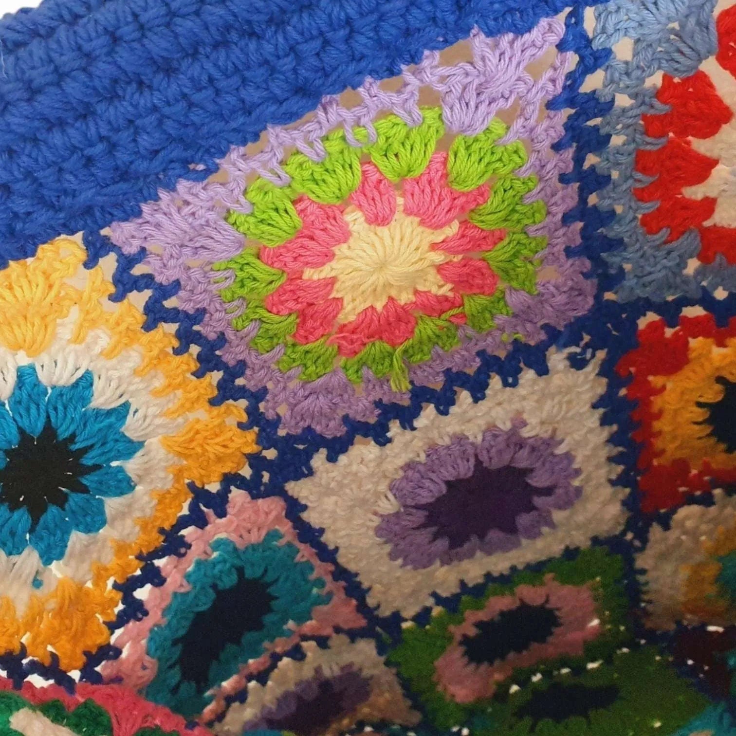 Vintage 1970s Granny Square Crochet Bag