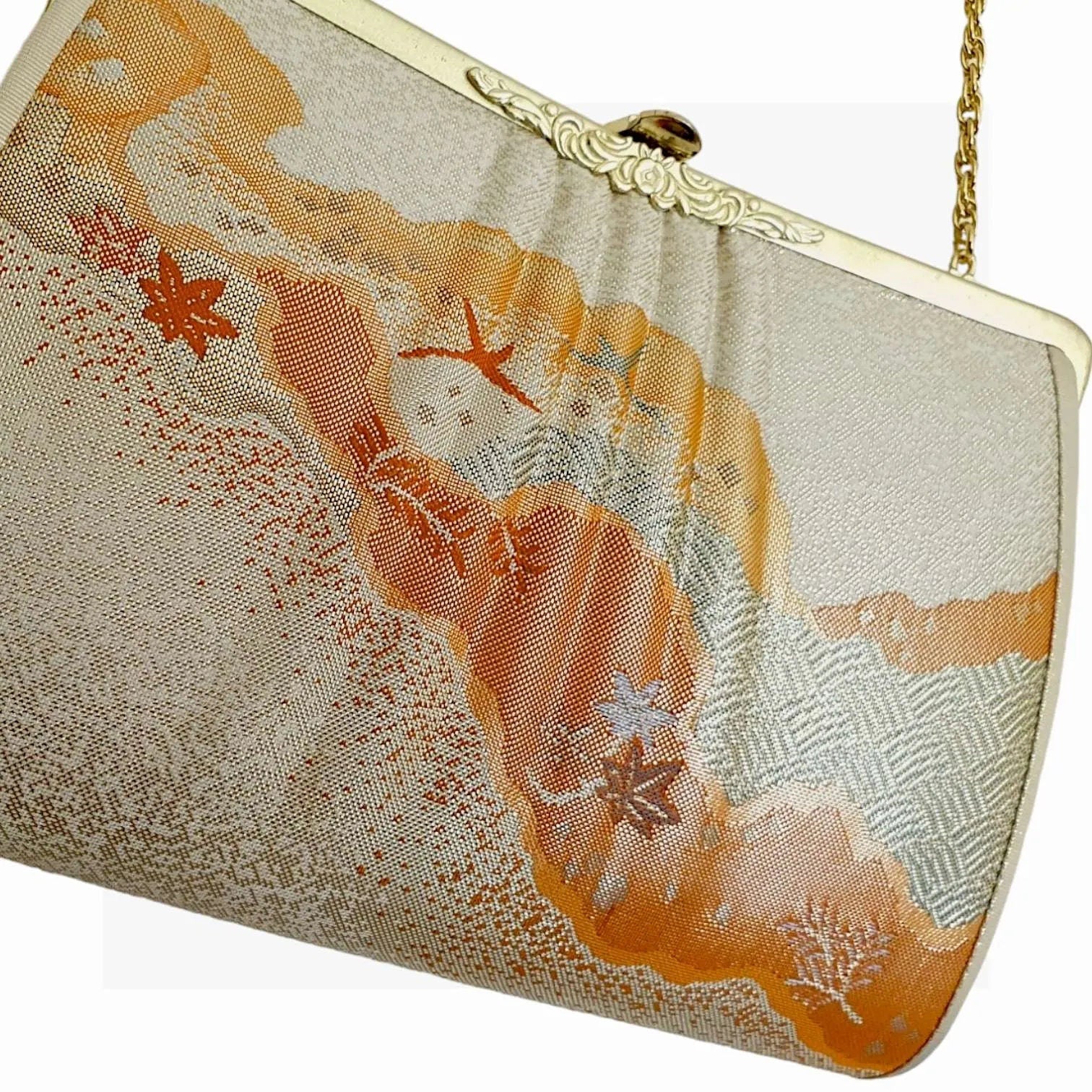Vintage Japanese Orange Silk Handbag